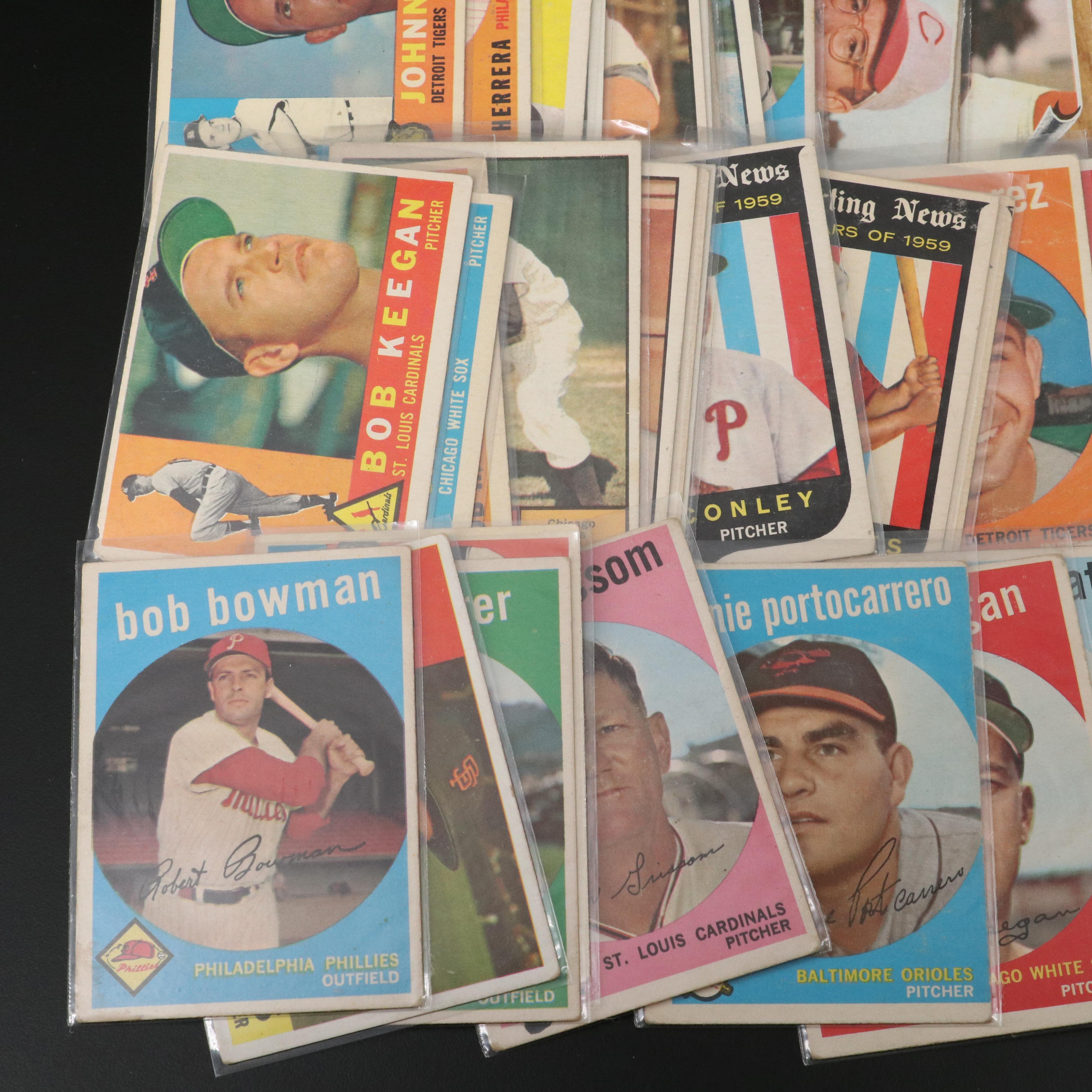 Topps Baseball Cards Featuring Early Wynn, Warren Spahn, and More, 1950s-1960s