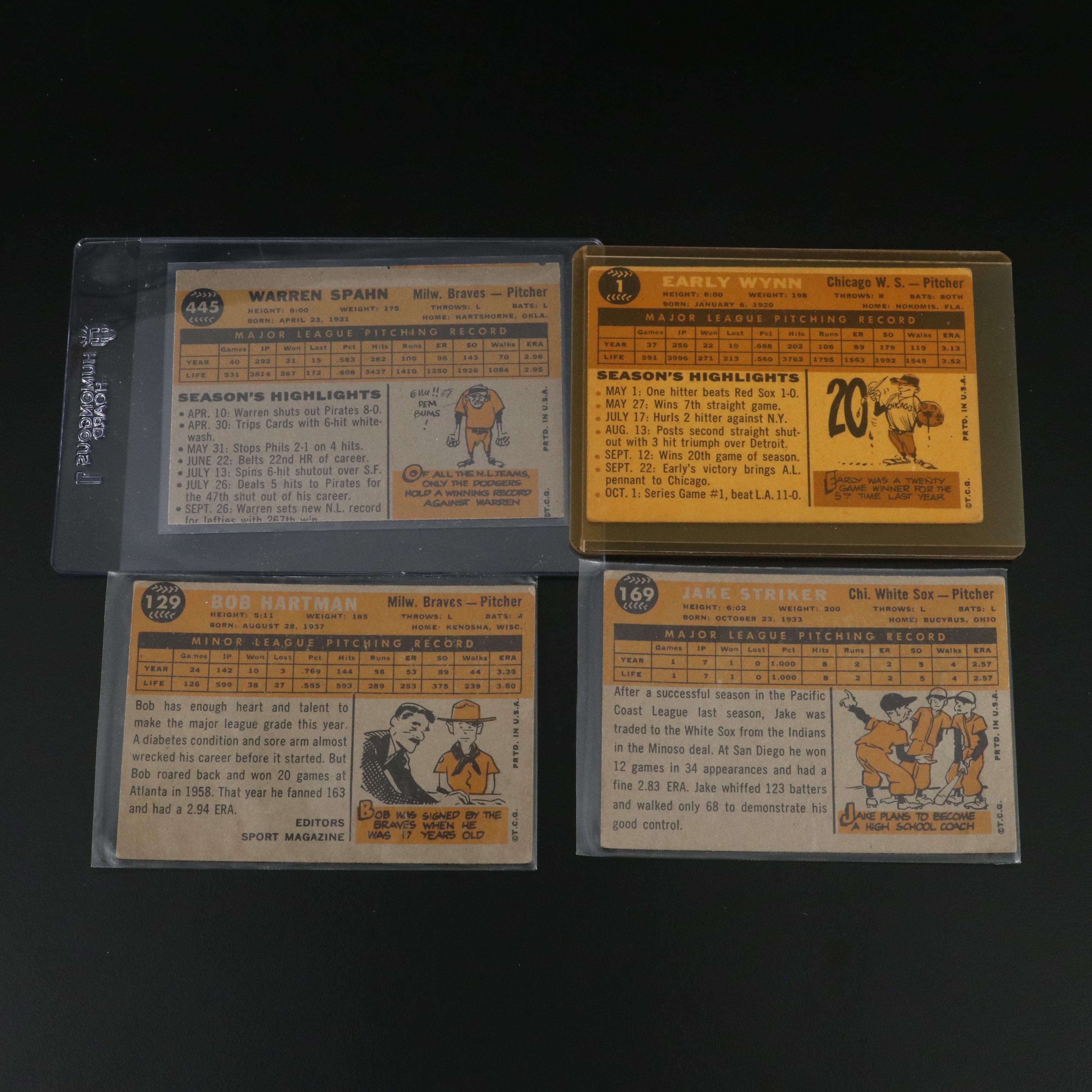 Topps Baseball Cards Featuring Early Wynn, Warren Spahn, and More, 1950s-1960s