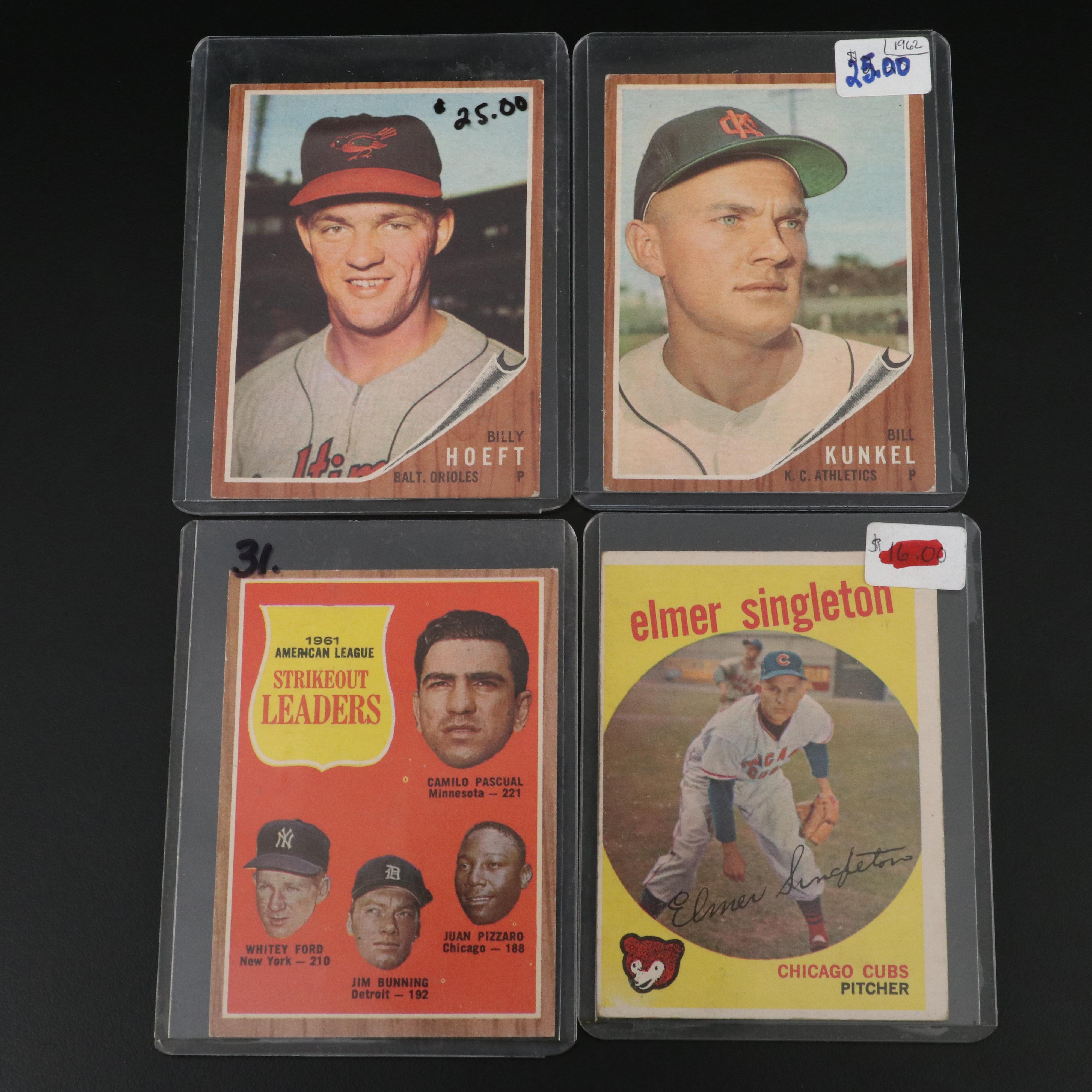 Topps Baseball Cards Featuring Early Wynn, Warren Spahn, and More, 1950s-1960s