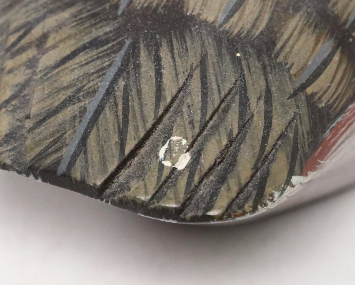 Hand-Painted Hinged Wooden Box with Wood and Ceramic Duck Decoy Figures