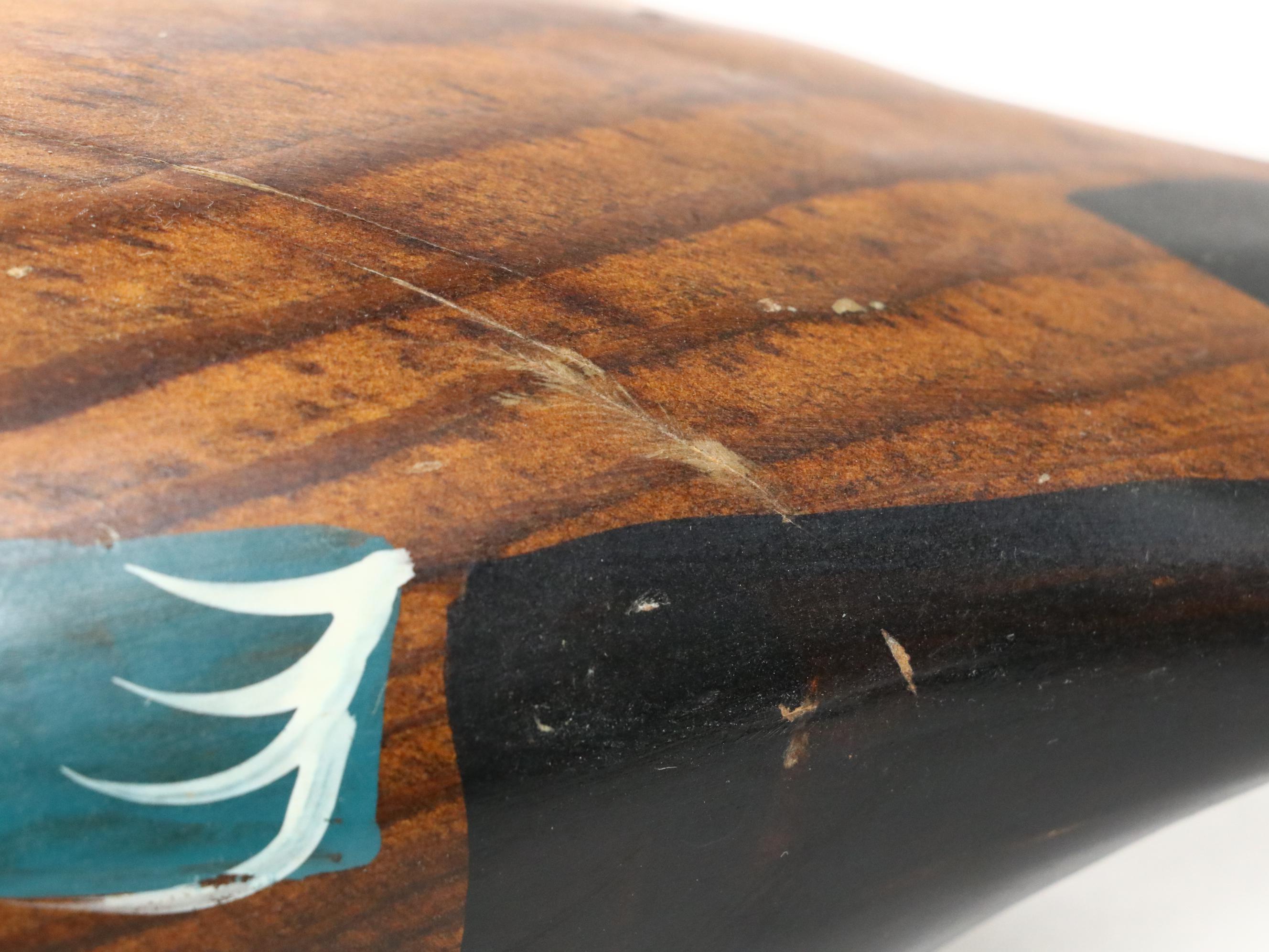 Hand-Painted Hinged Wooden Box with Wood and Ceramic Duck Decoy Figures