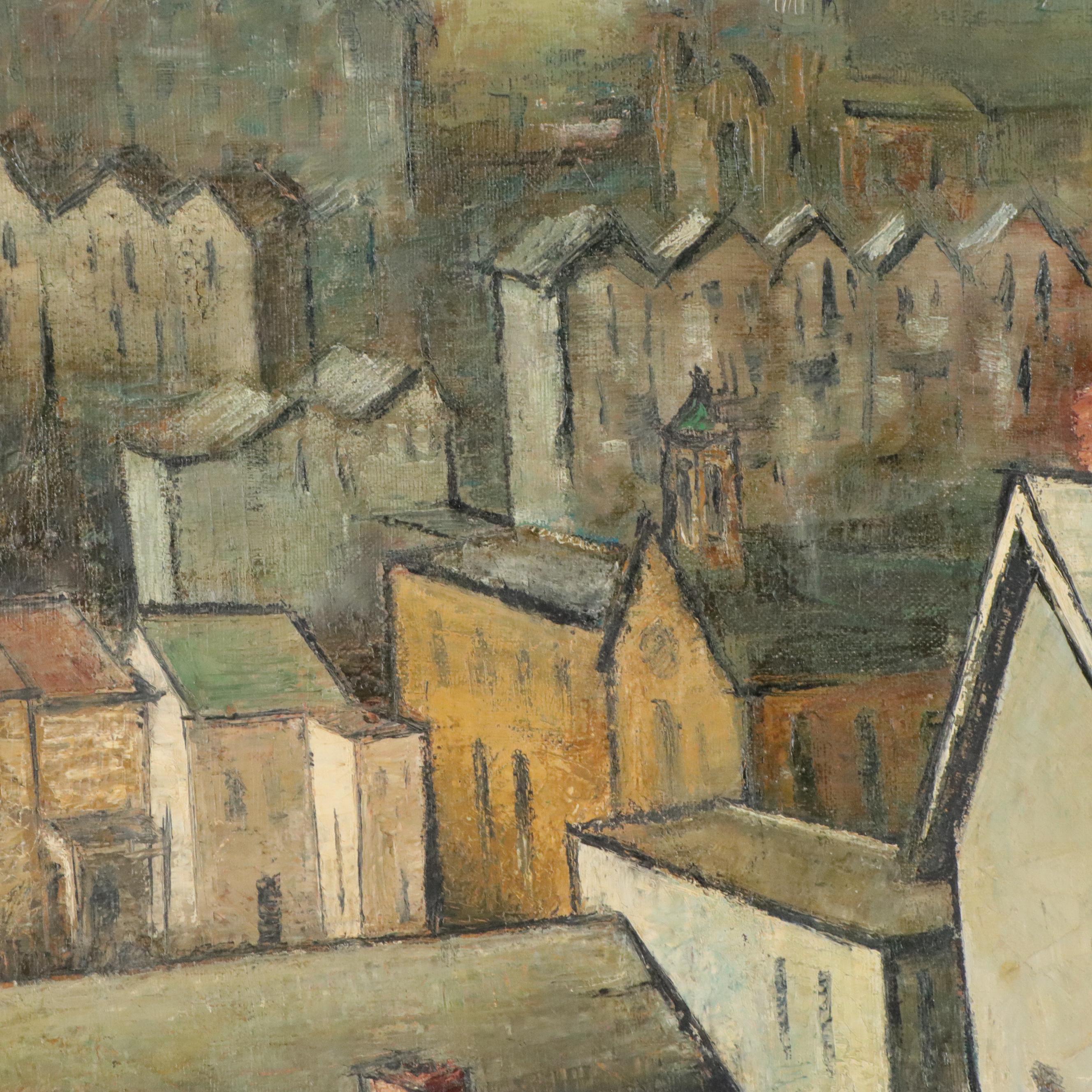 S.A. Anderson Modernist Oil Painting "Pittsburgh Patterns," 1962