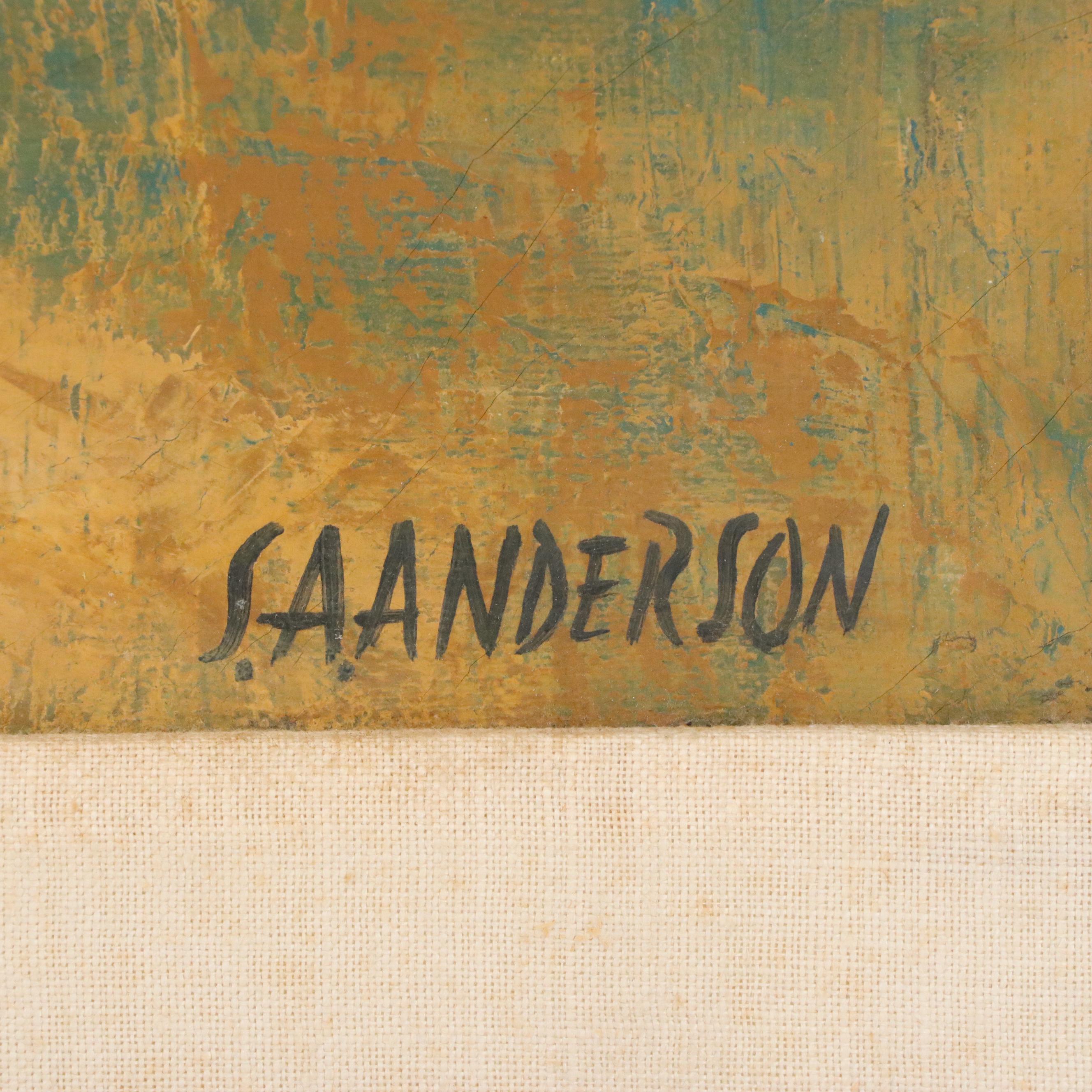 S.A. Anderson Modernist Oil Painting "Pittsburgh Patterns," 1962