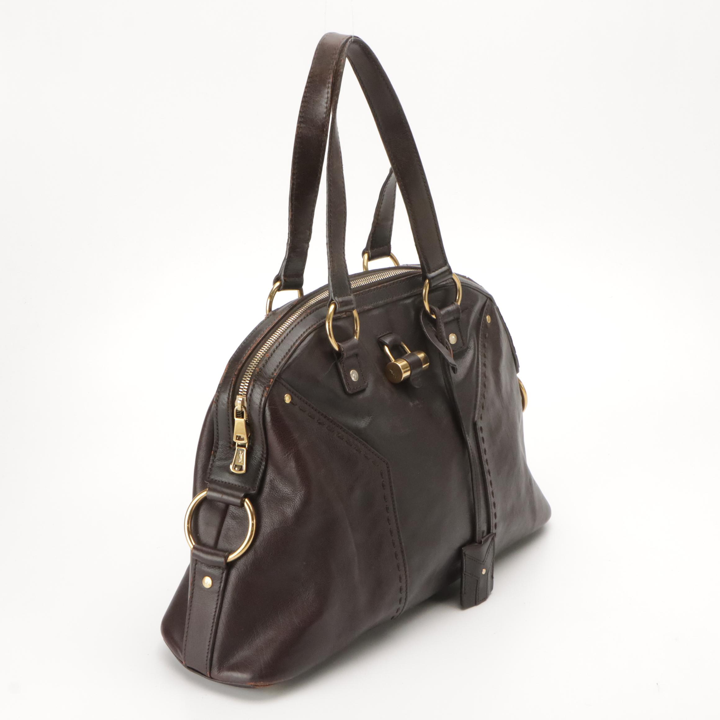 Yves Saint Laurent Large Muse Bag in Dark Brown Leather