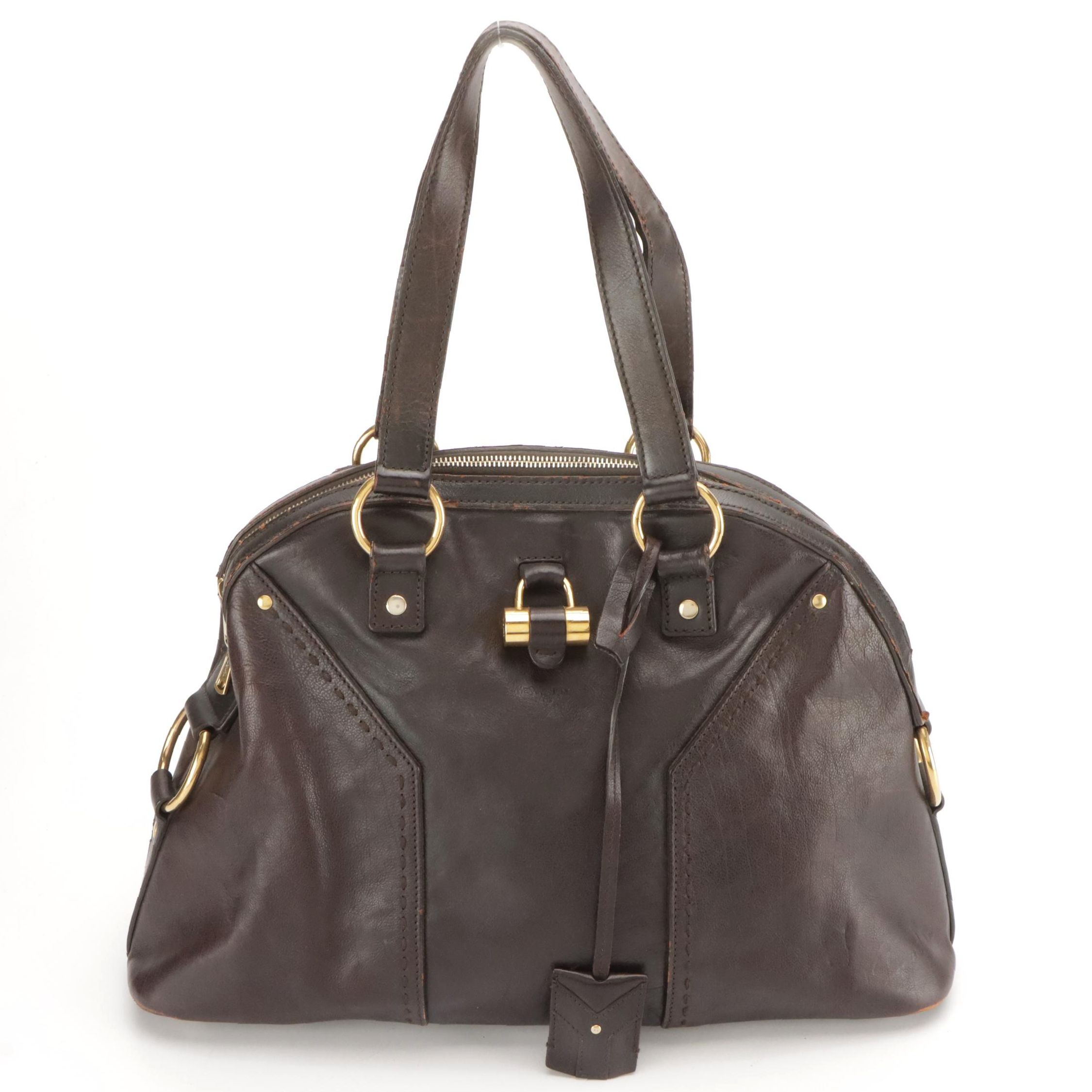 Yves Saint Laurent Large Muse Bag in Dark Brown Leather