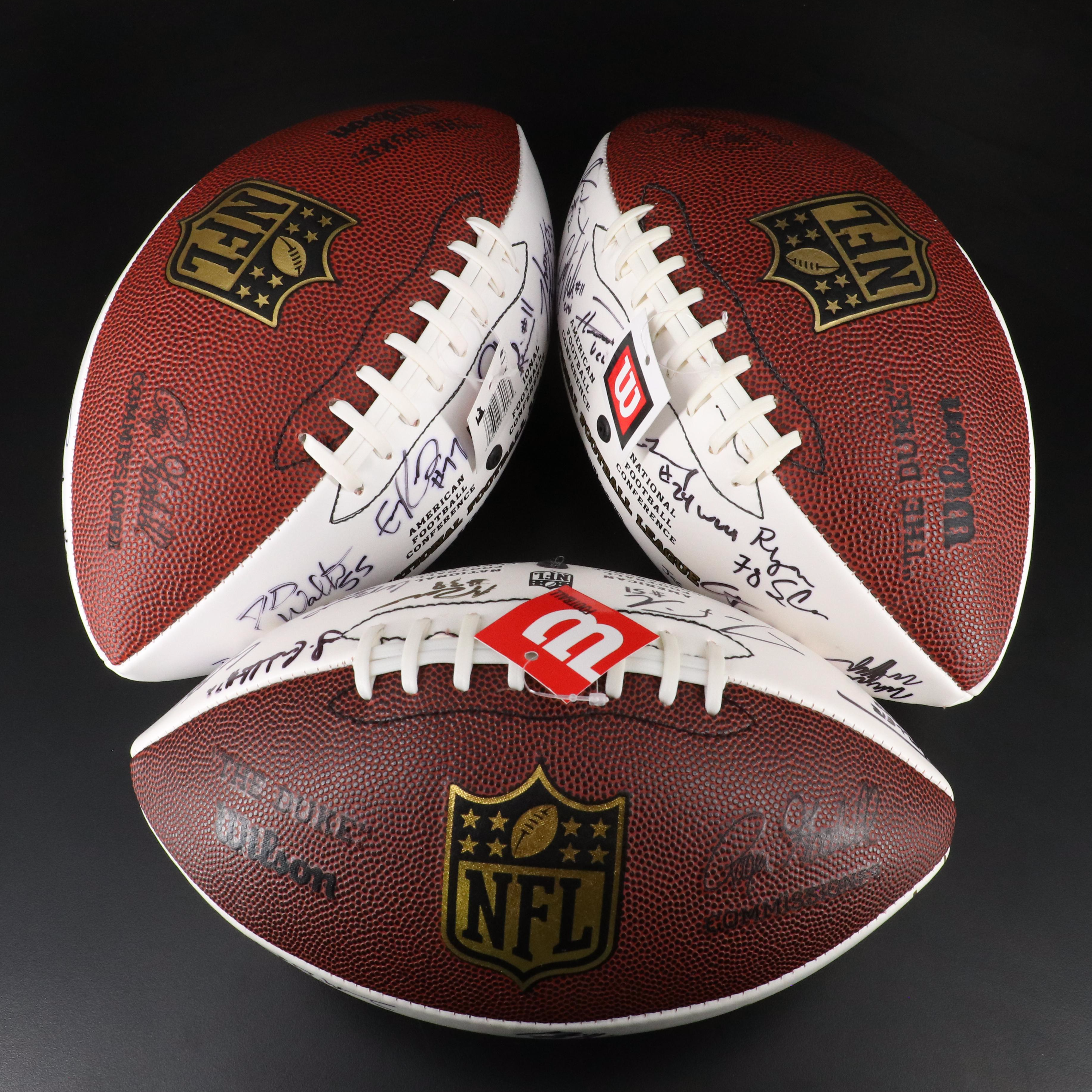 2010, 2013, and 2018 NFL Draft Class Signed Footballs with Wyatt Teller