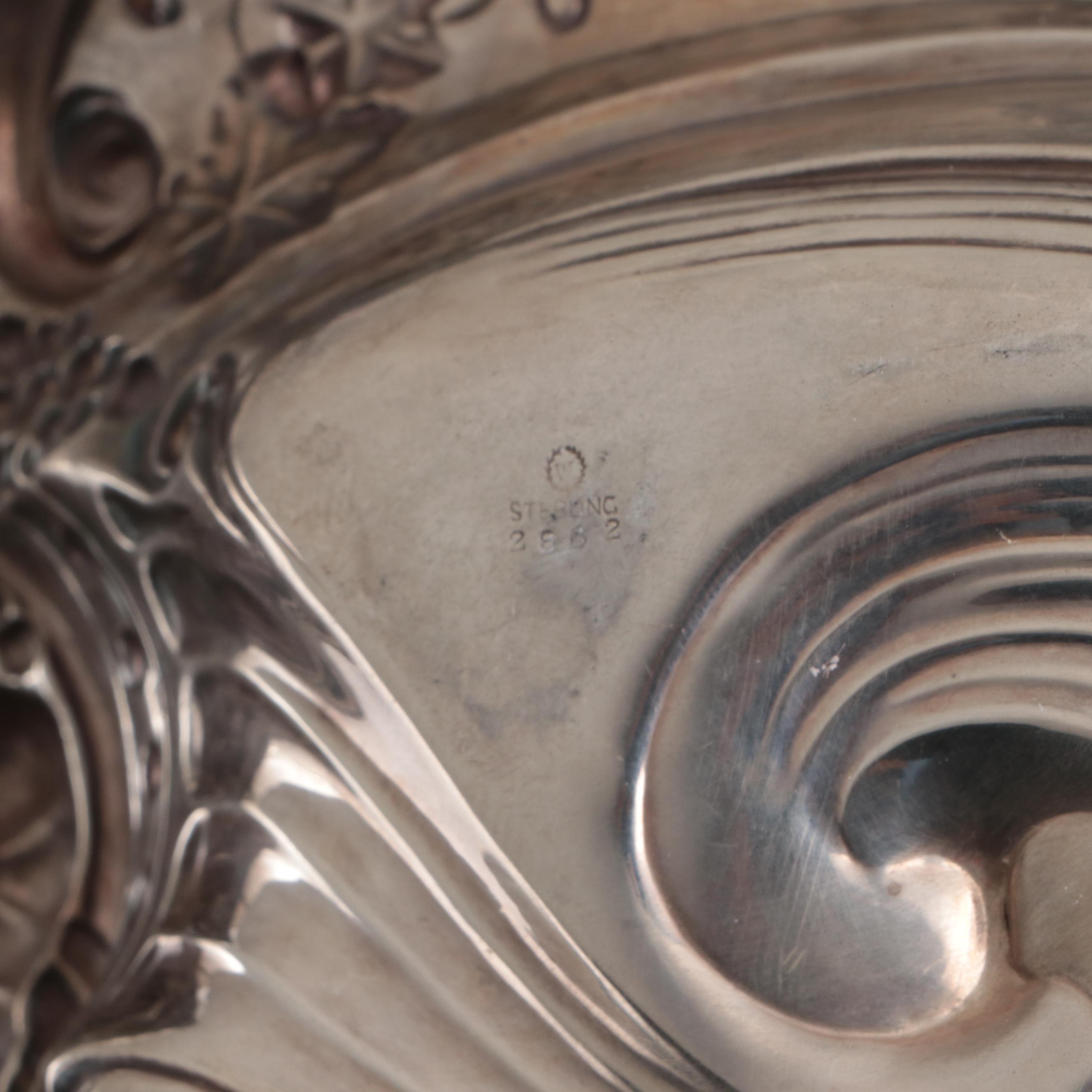 Woodside Art Nouveau Repoussé Bowl with Towle and Wallace Sterling Silver Bowls