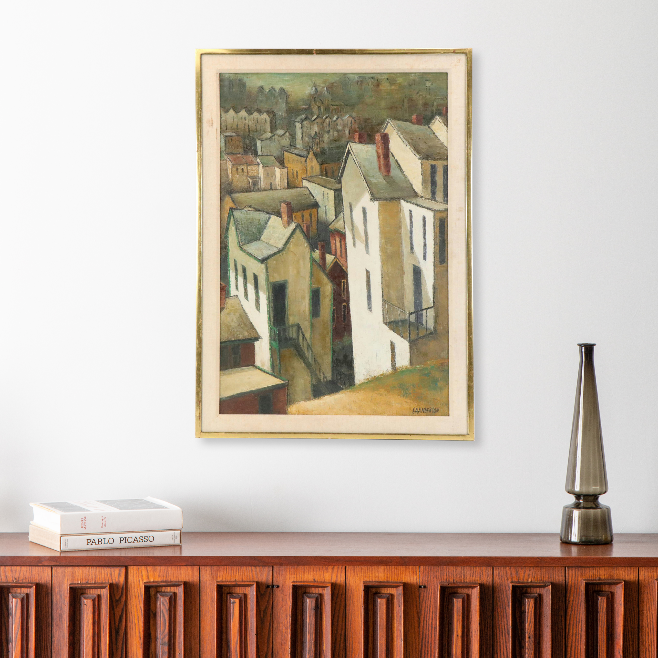 S.A. Anderson Modernist Oil Painting "Pittsburgh Patterns," 1962