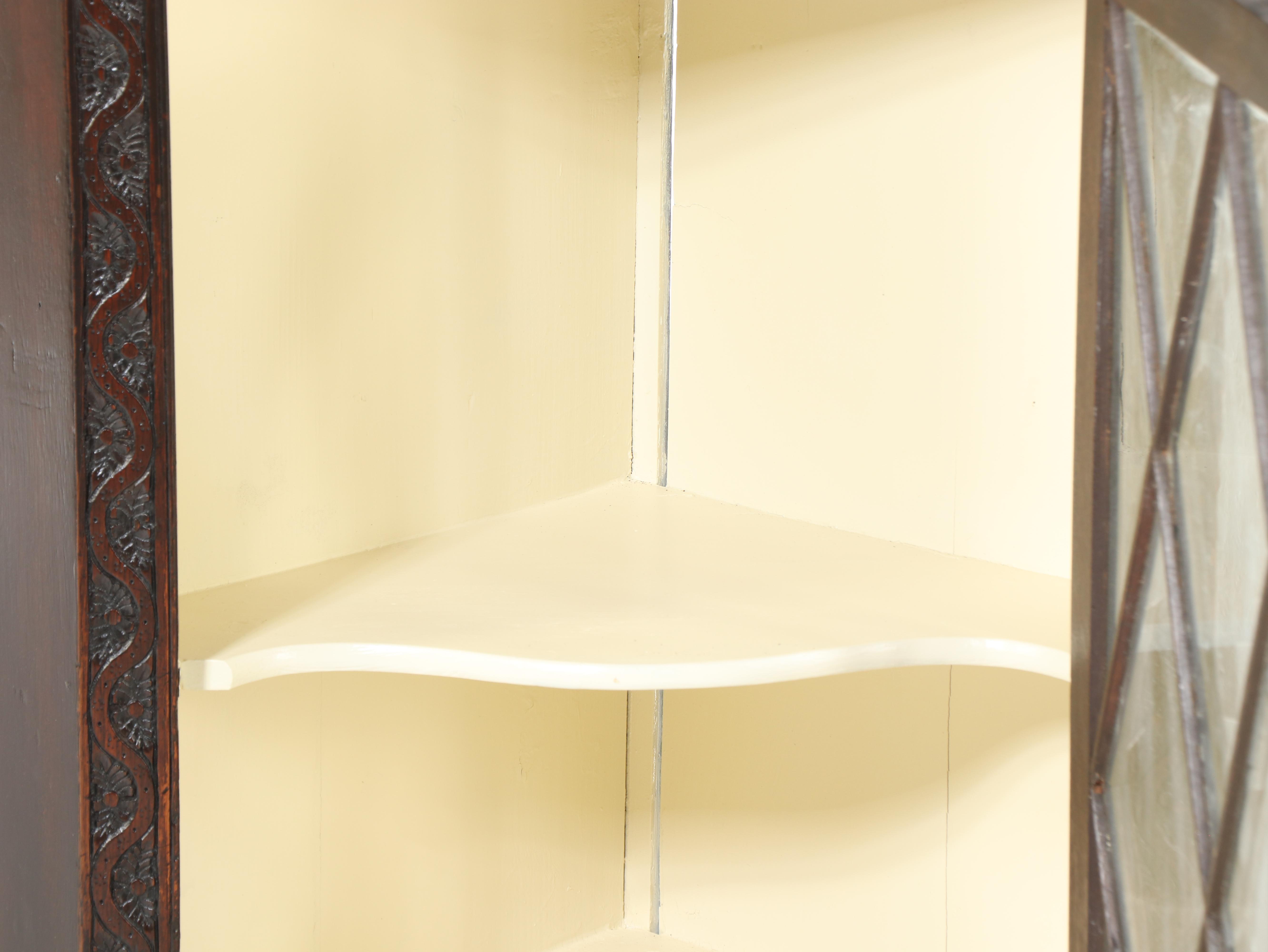 English Carved Wood Corner Wall Cabinet, 18th Century