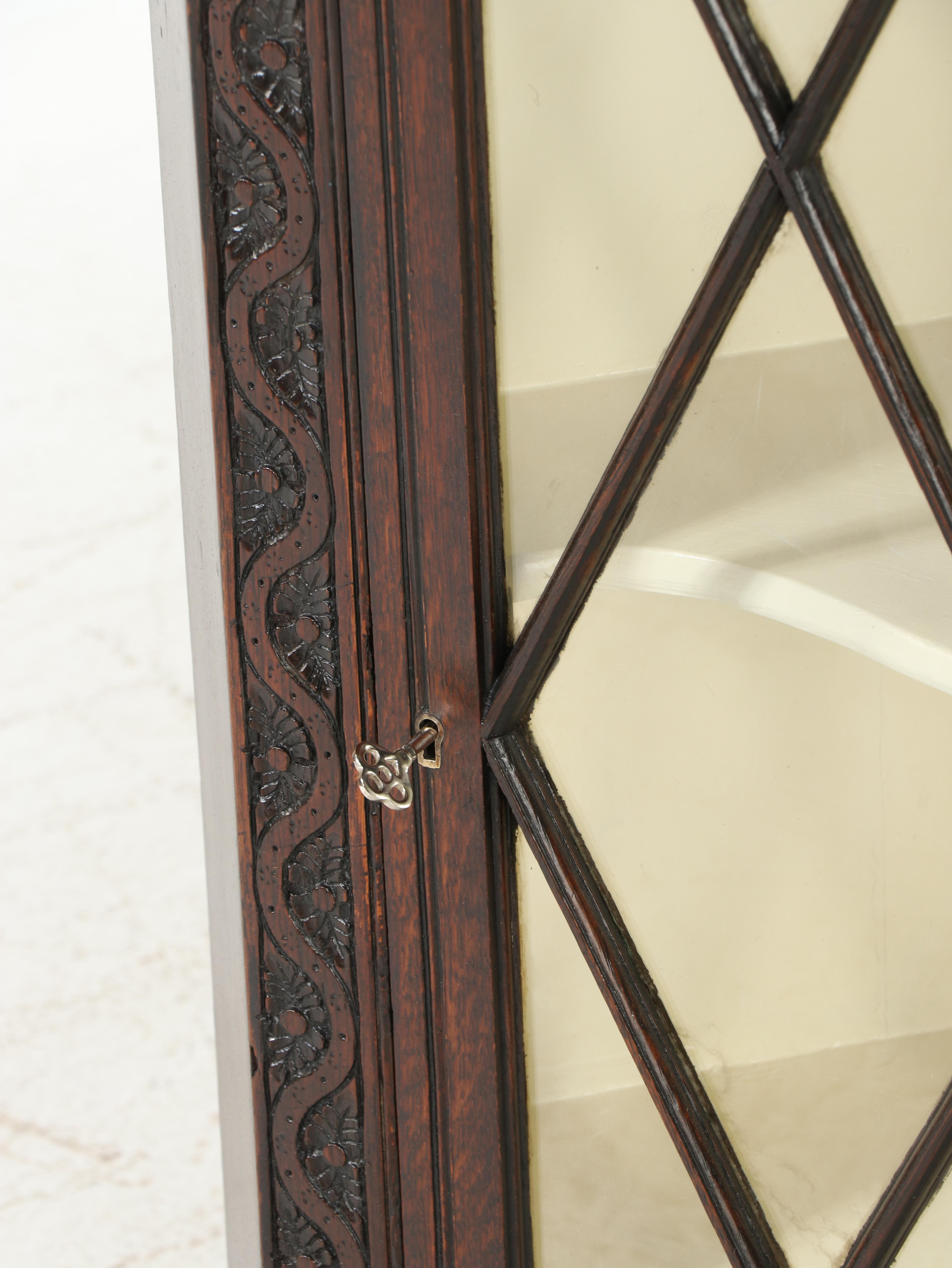 English Carved Wood Corner Wall Cabinet, 18th Century