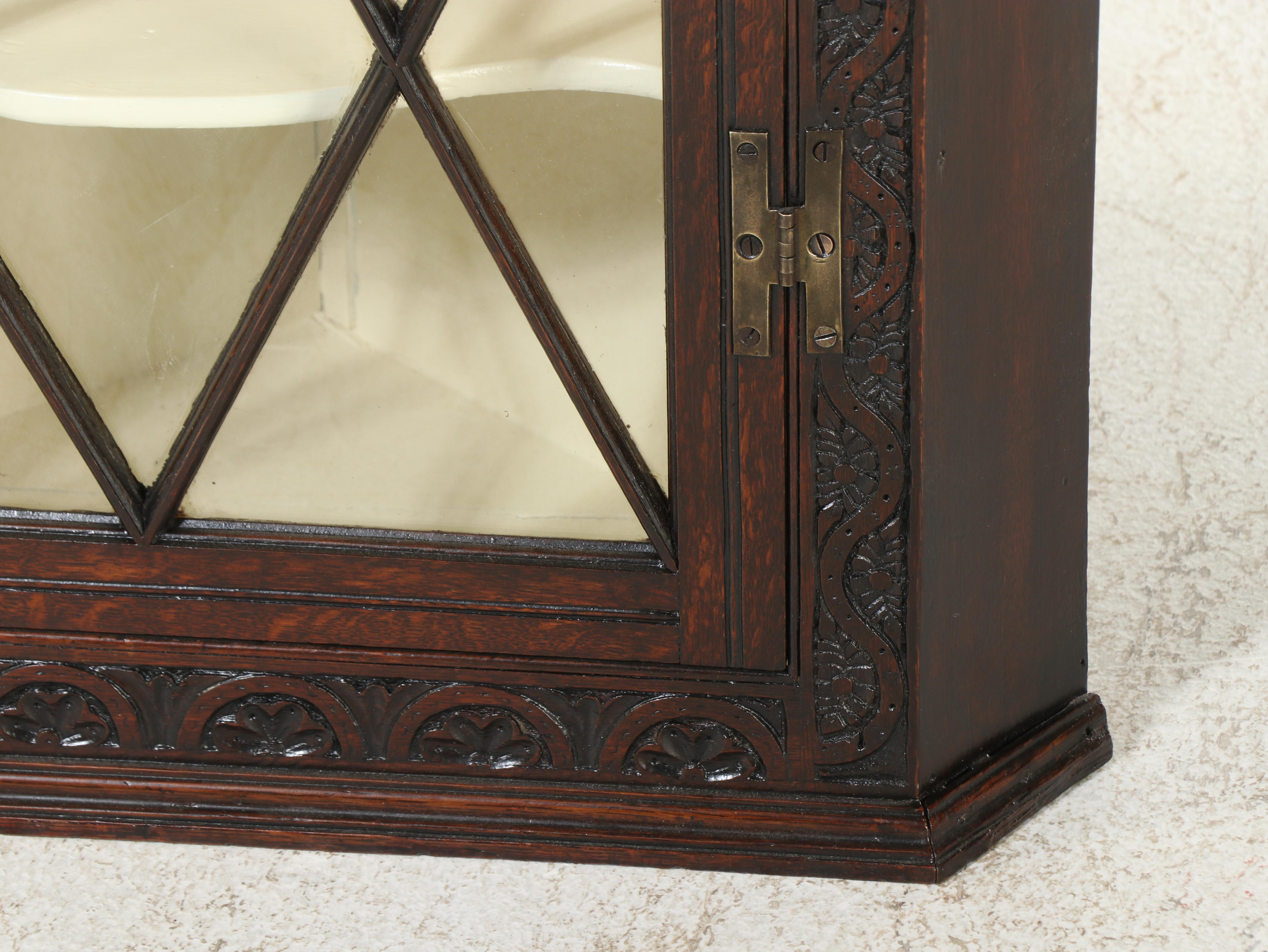 English Carved Wood Corner Wall Cabinet, 18th Century