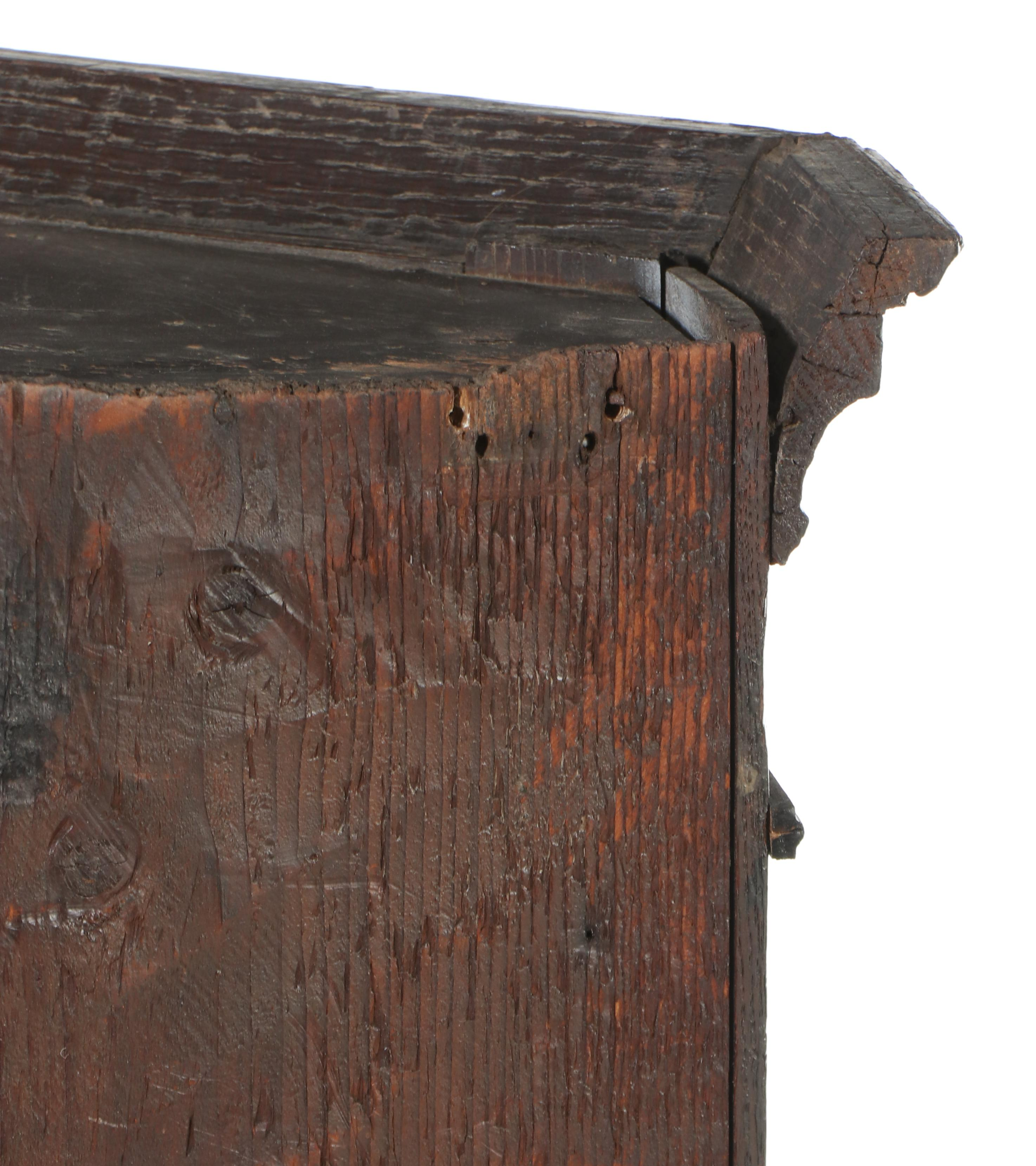English Carved Wood Corner Wall Cabinet, 18th Century