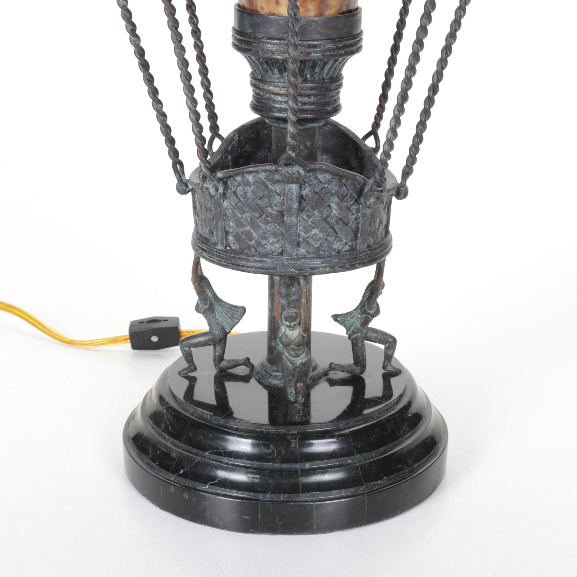 Maitland-Smith Handmade Bronze & Penshell Hot Air Balloon Table Lamp