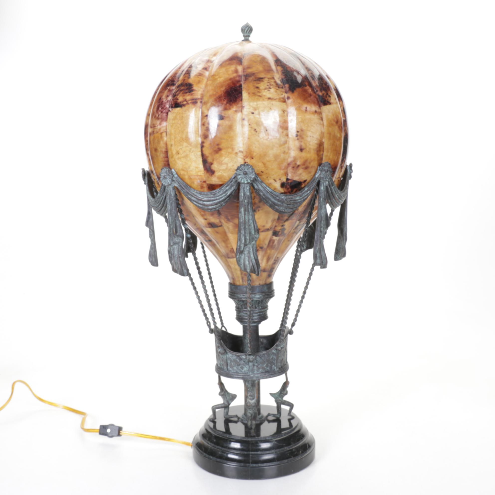 Maitland-Smith Handmade Bronze & Penshell Hot Air Balloon Table Lamp
