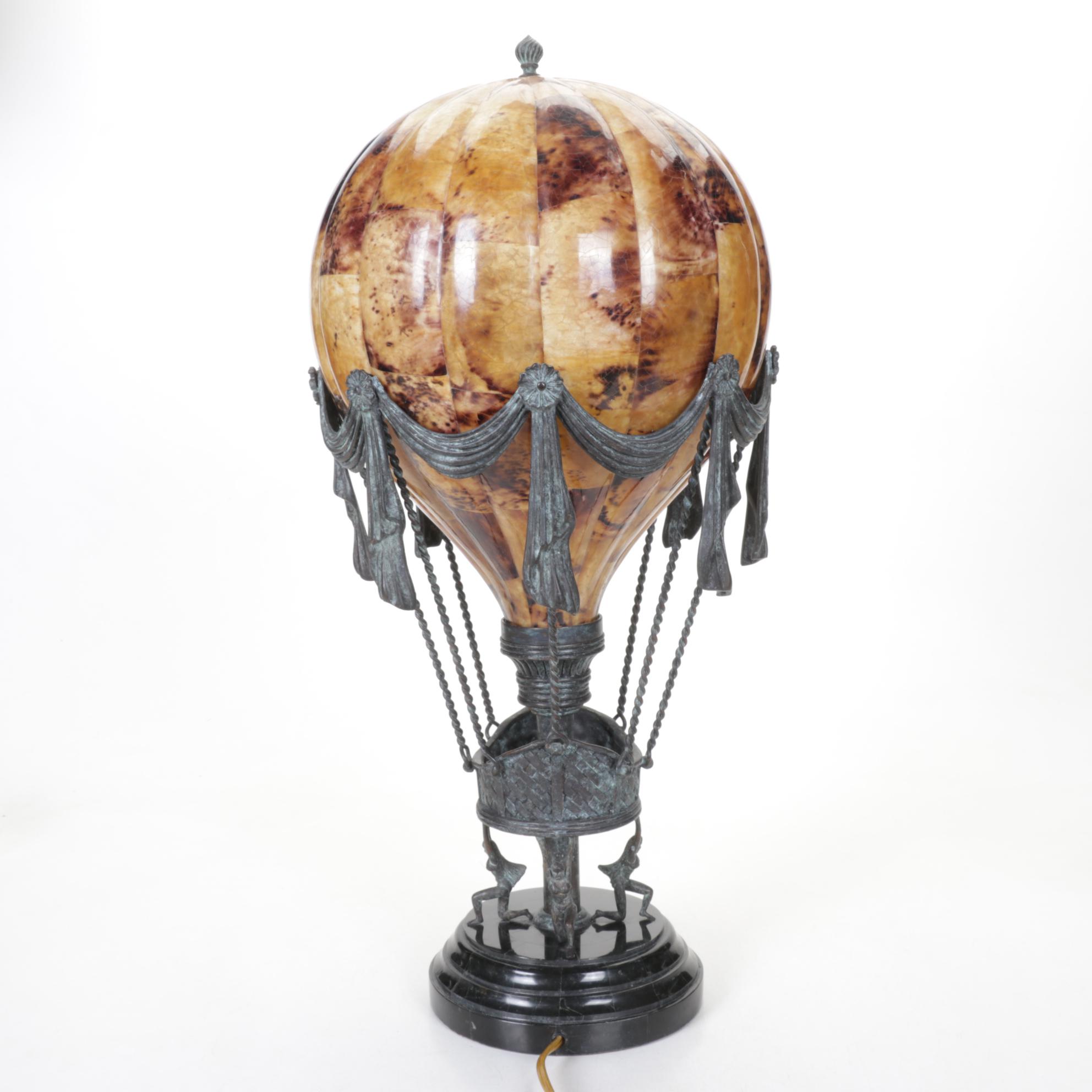 Maitland-Smith Handmade Bronze & Penshell Hot Air Balloon Table Lamp