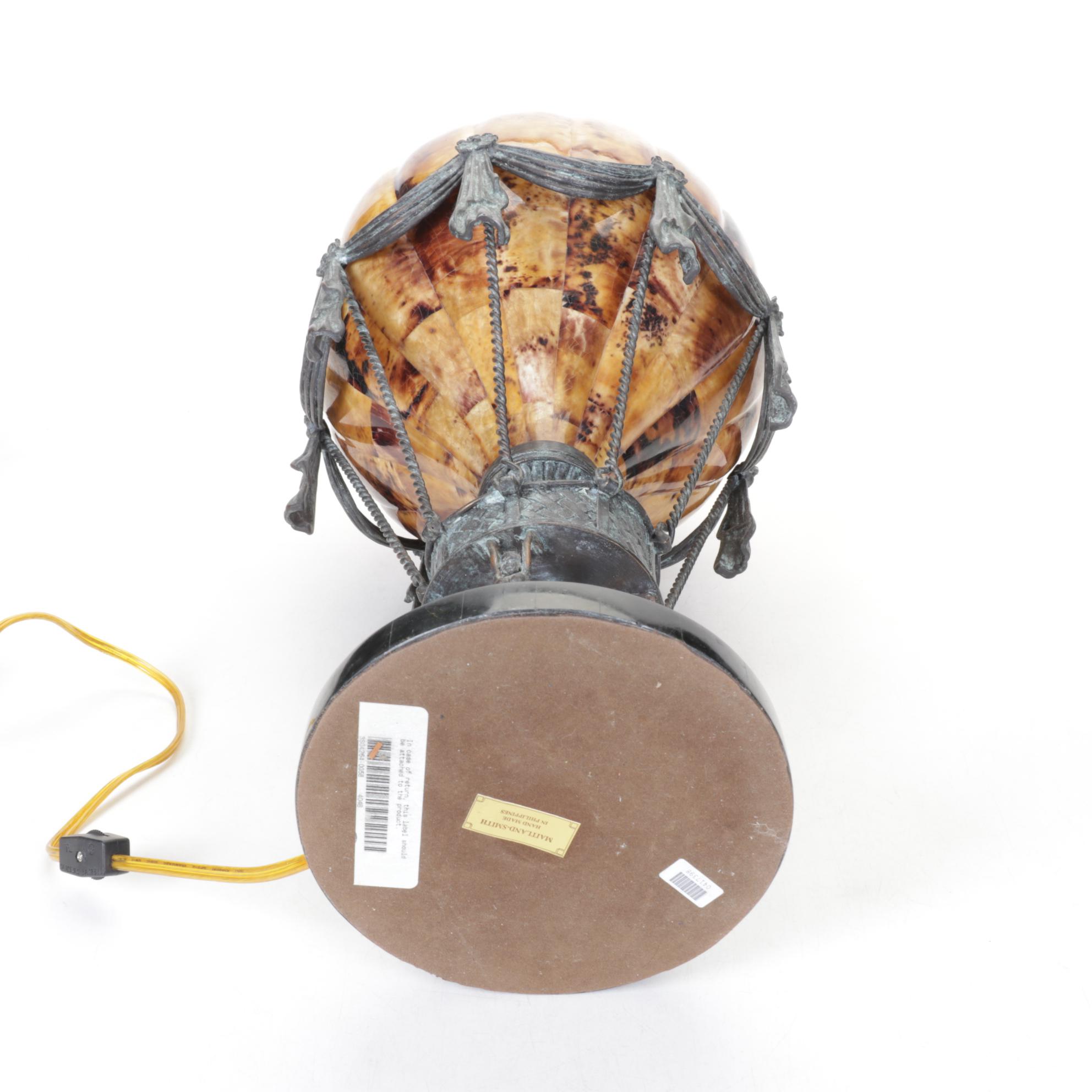 Maitland-Smith Handmade Bronze & Penshell Hot Air Balloon Table Lamp