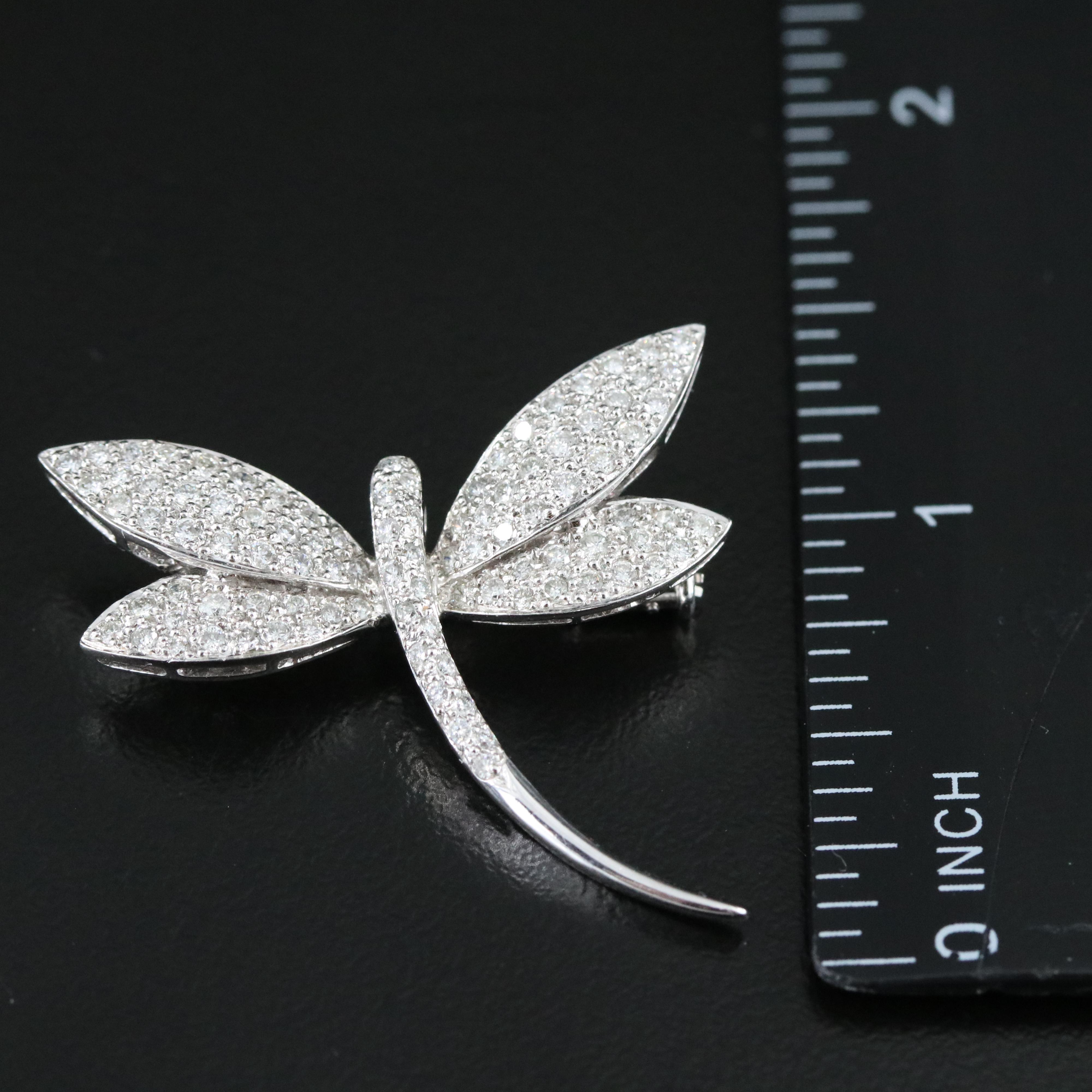 14K 1.01 CTW Pavé Diamond Dragonfly Converter Pin
