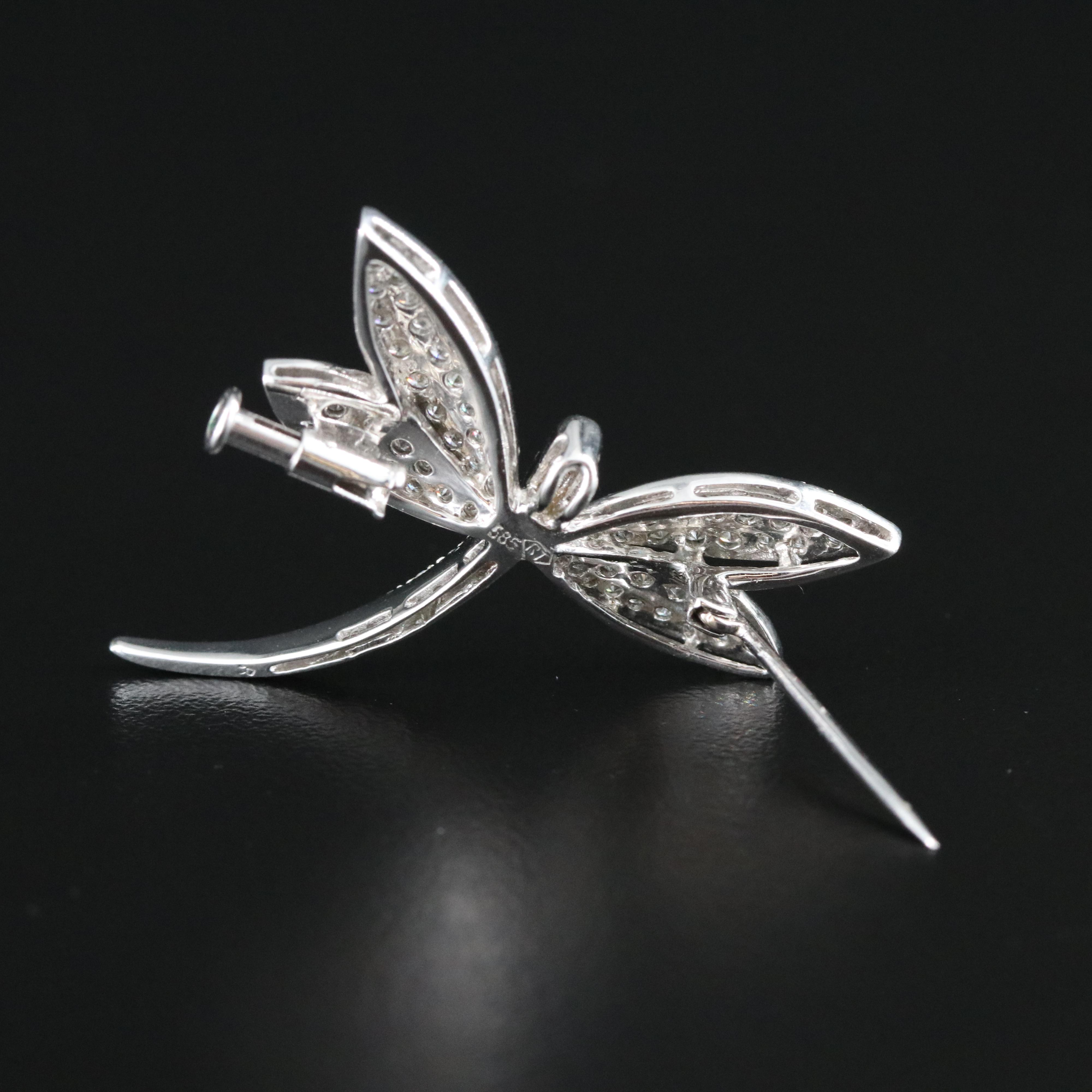14K 1.01 CTW Pavé Diamond Dragonfly Converter Pin