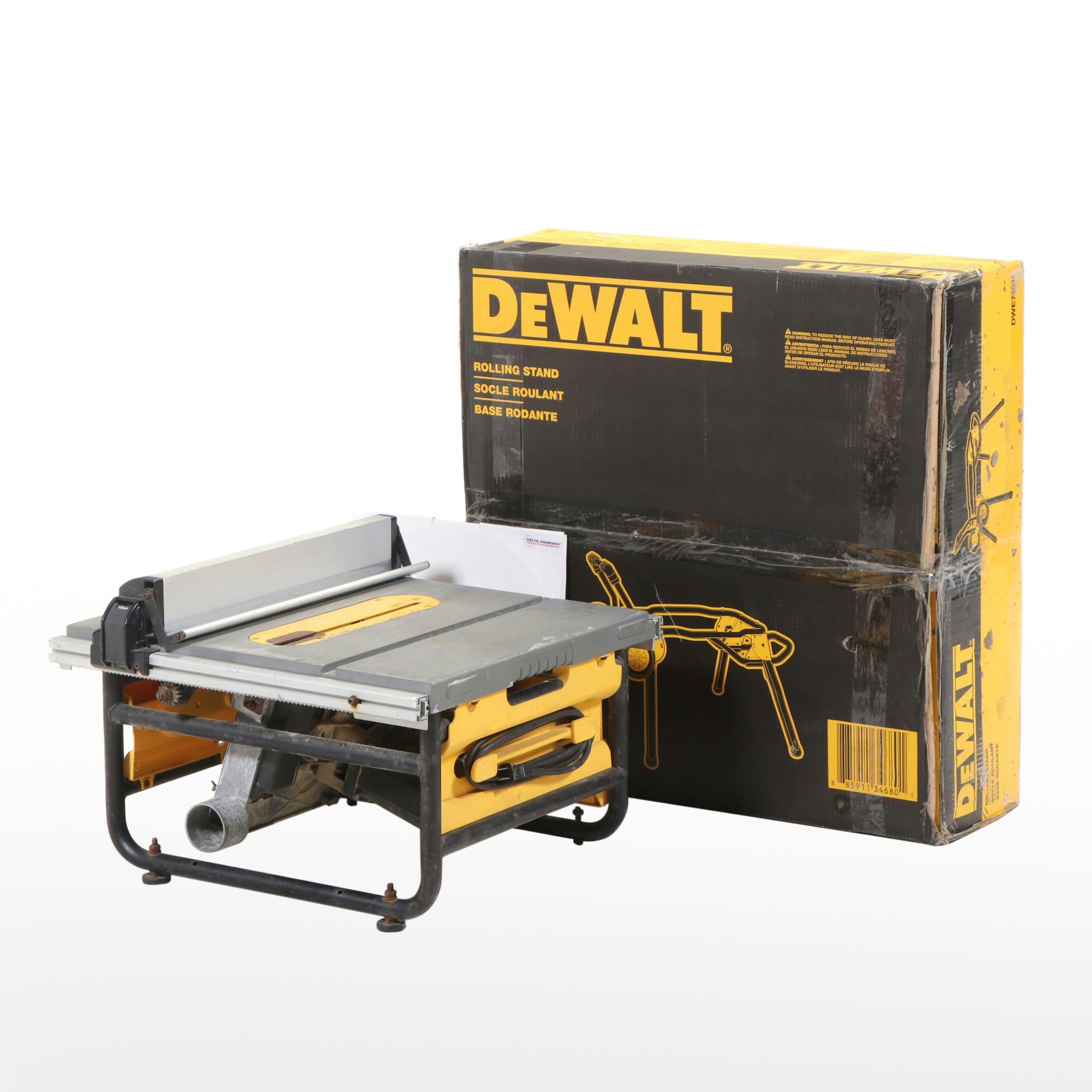DeWalt DW745 Compact Job Site Table Saw with Rolling Stand
