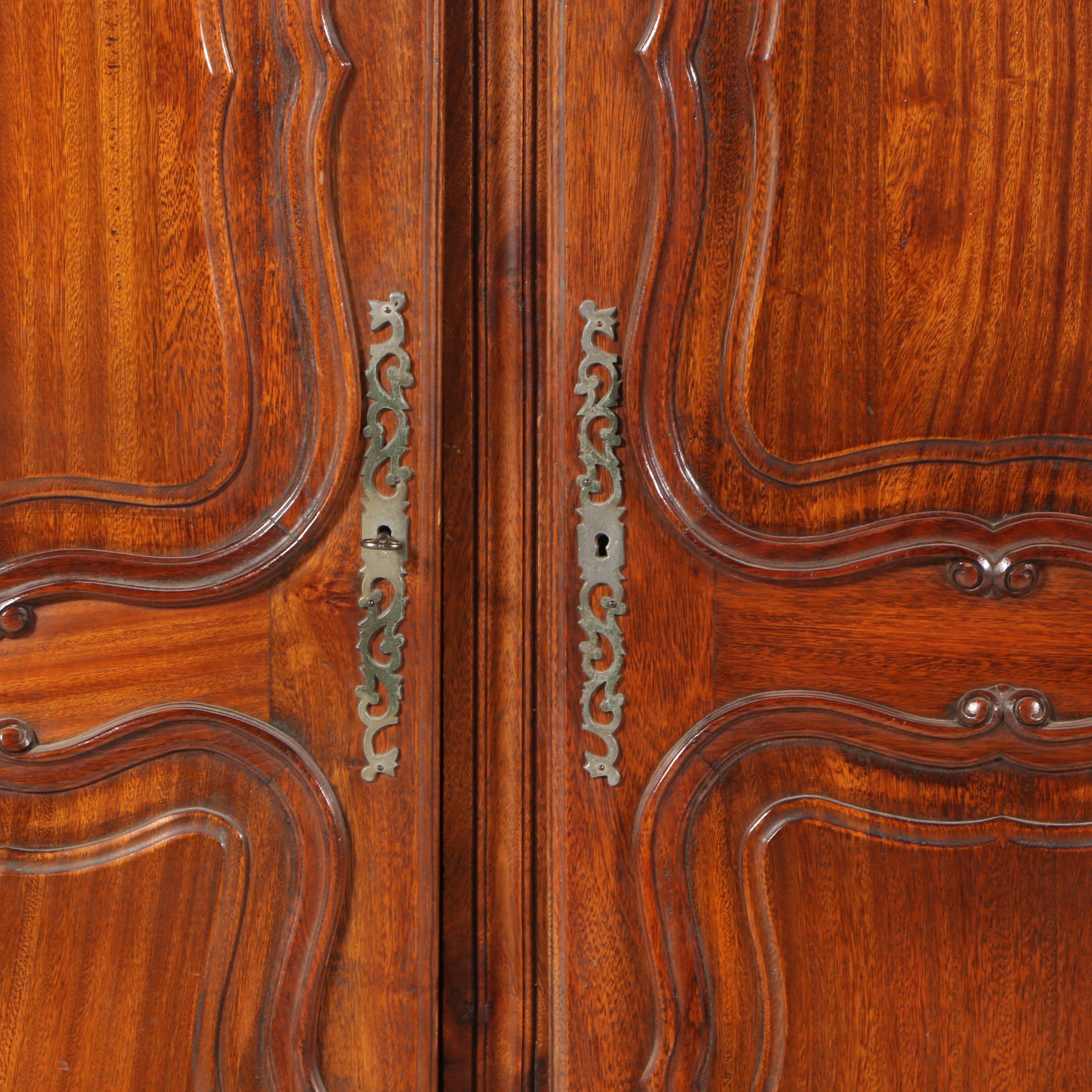 French Provincial Carved Walnut Triple-Door Armoire, Early 20th Century