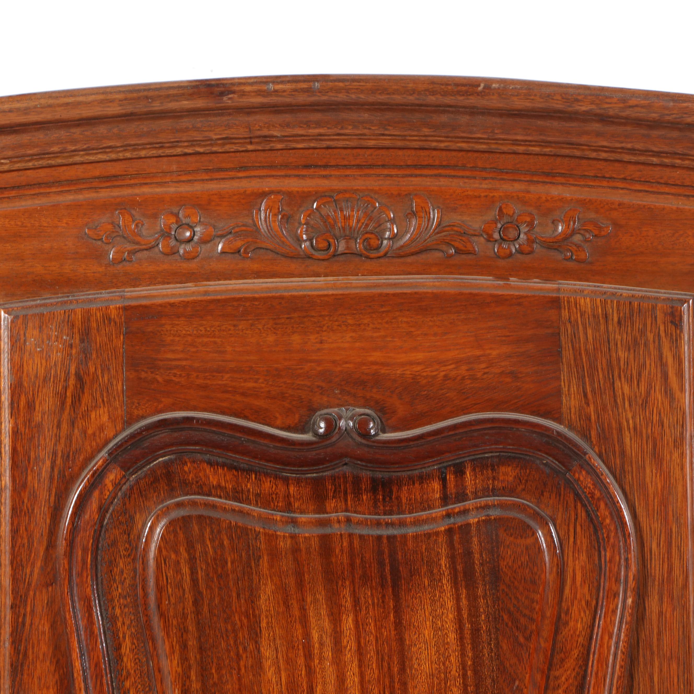 French Provincial Carved Walnut Triple-Door Armoire, Early 20th Century
