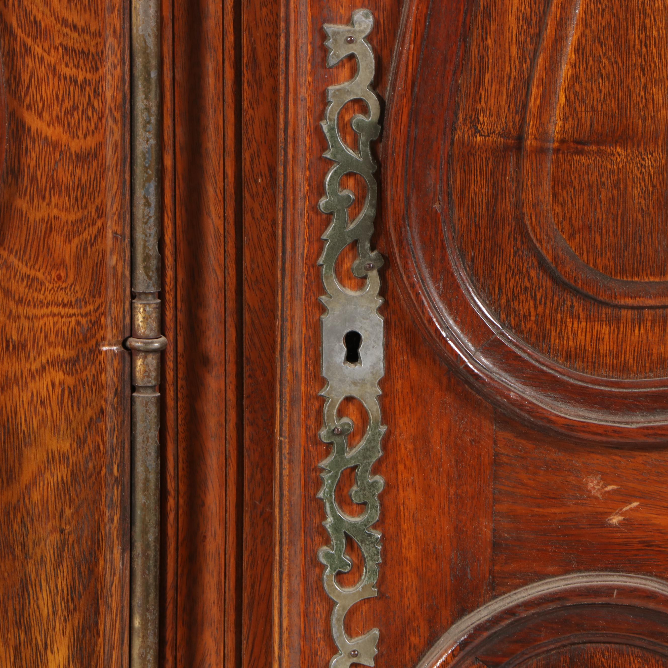 French Provincial Carved Walnut Triple-Door Armoire, Early 20th Century