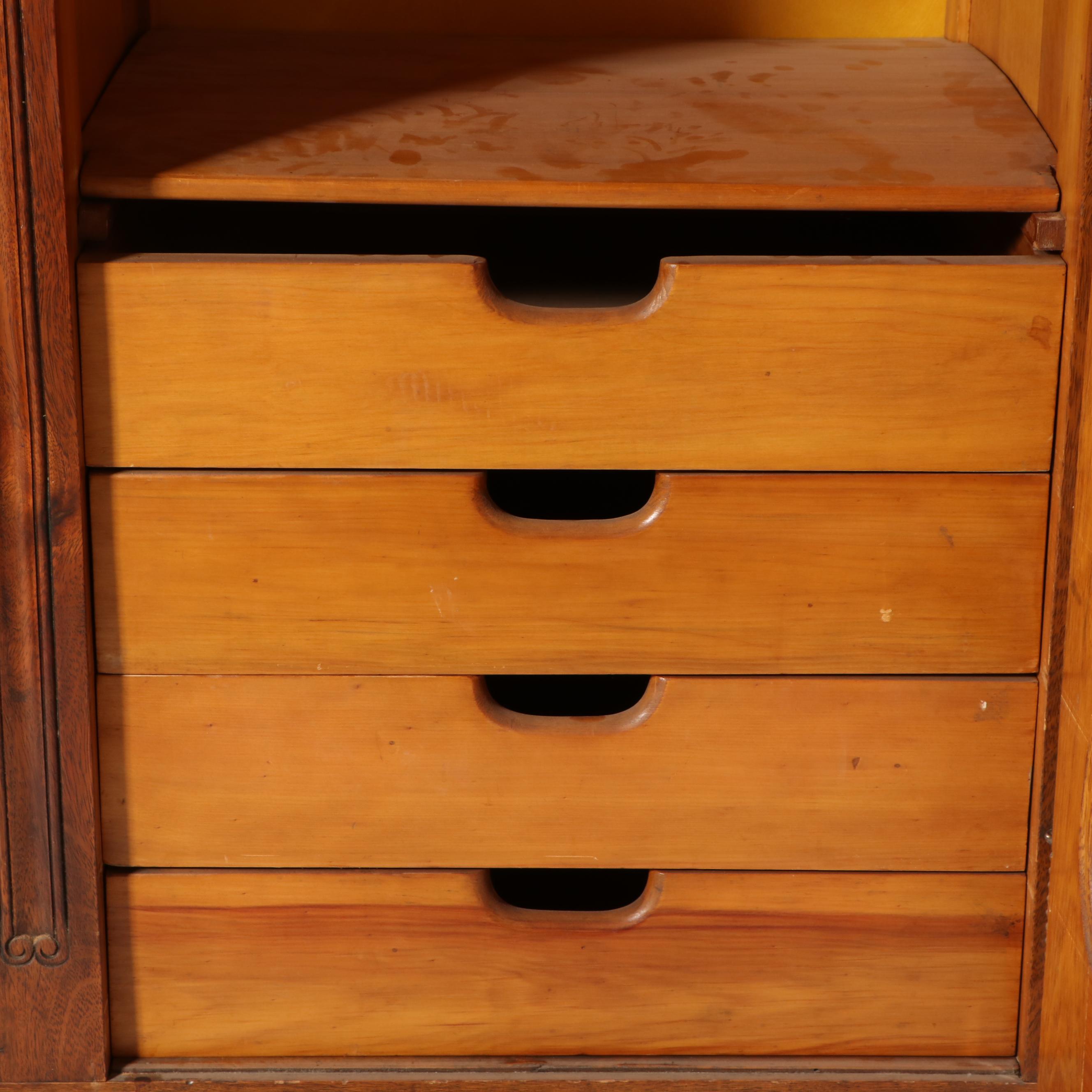 French Provincial Carved Walnut Triple-Door Armoire, Early 20th Century