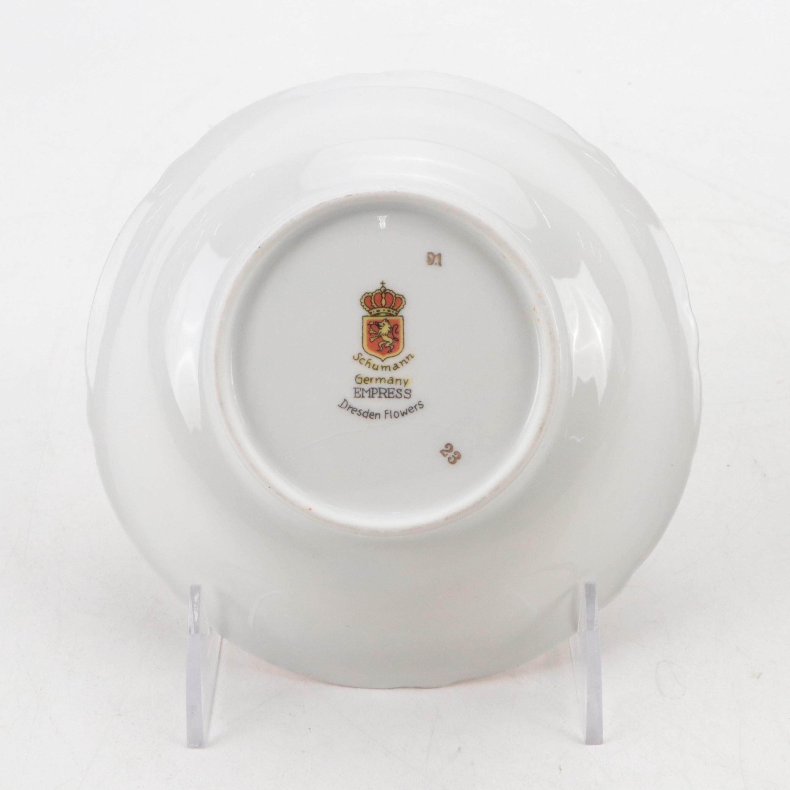 Schumann "Dresden Flowers" Gilt Porcelain Bowls with Reticulated Bowl, 20th C.