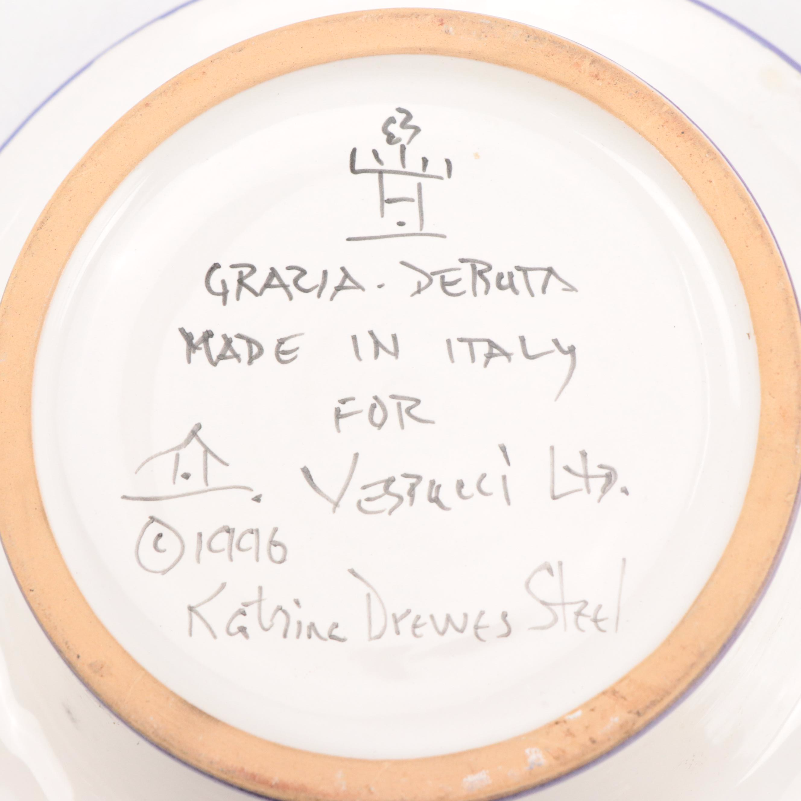 Grazia-Deruta Ceramic Bowl with Crackle Glaze Ceramic Vase and More