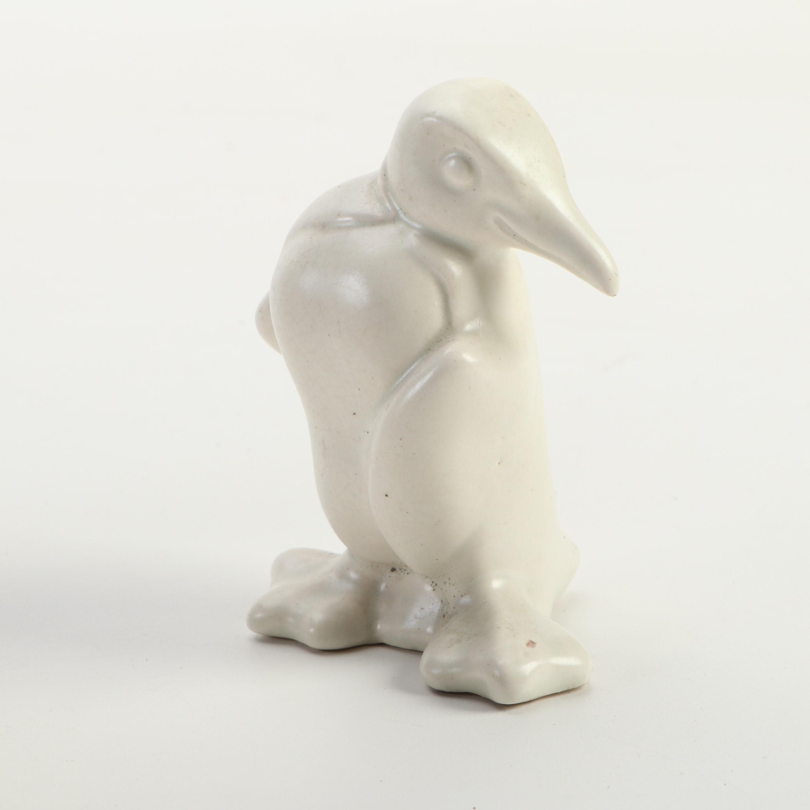 Finished Wood Duck Paperweight with German Ceramic Penguin and More