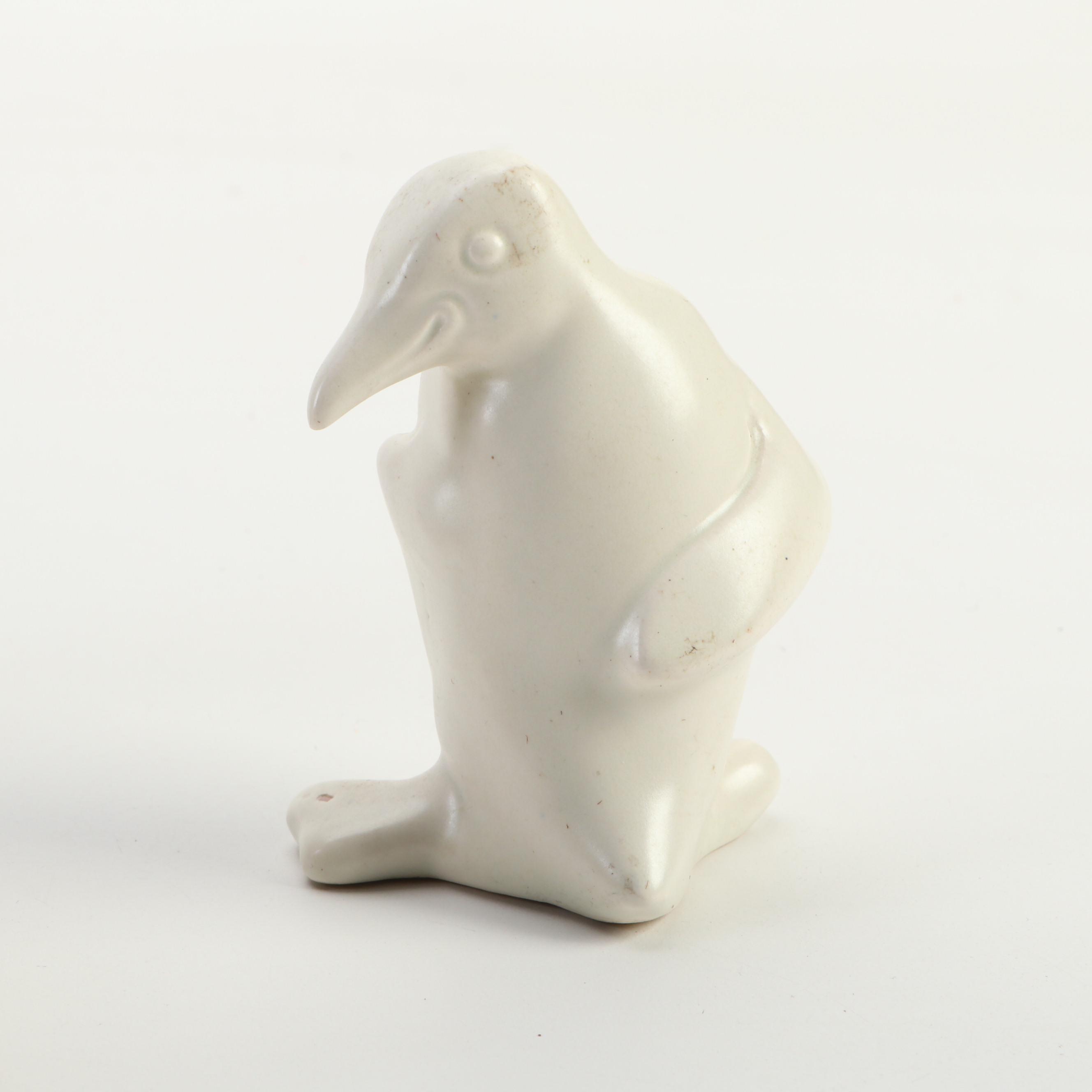 Finished Wood Duck Paperweight with German Ceramic Penguin and More