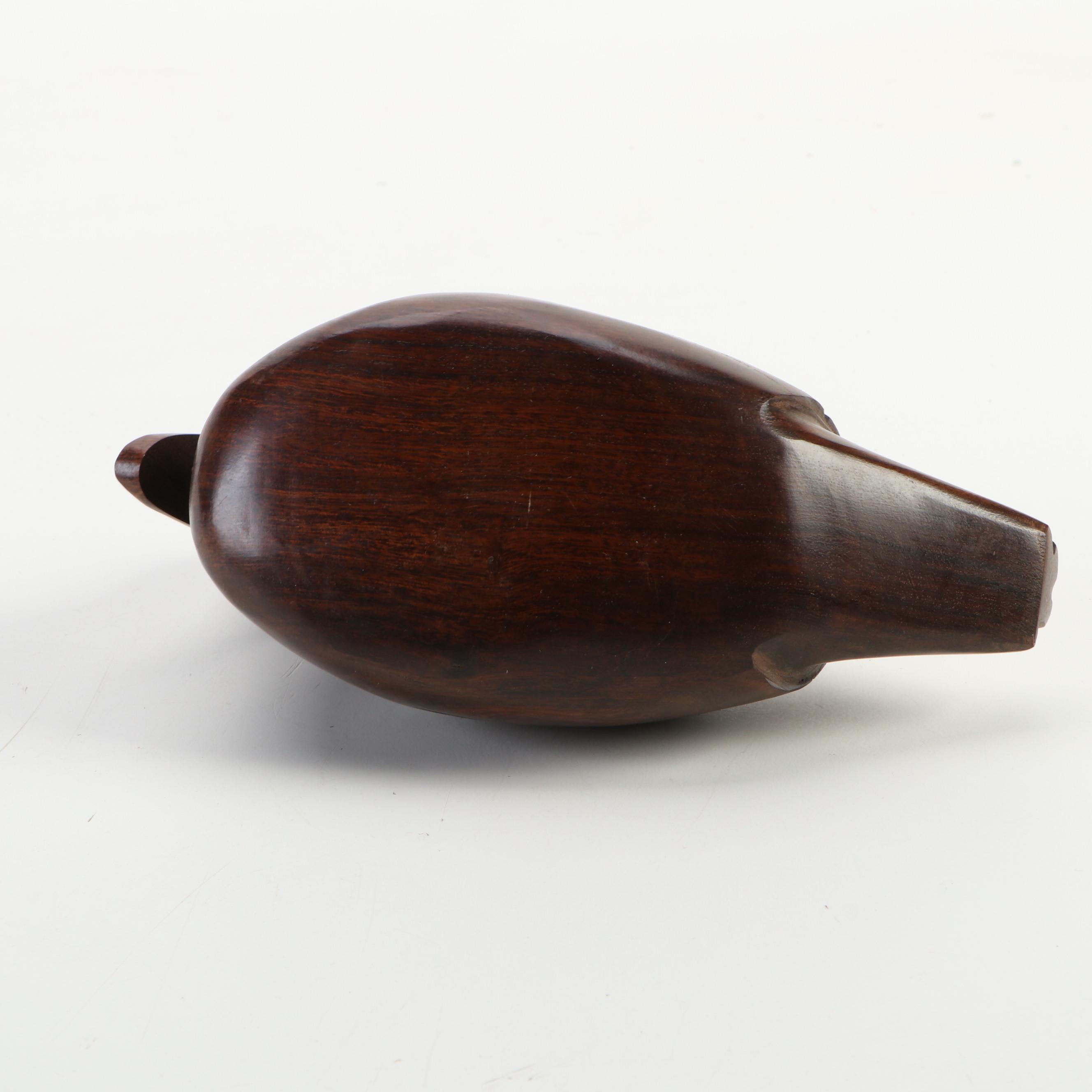 Finished Wood Duck Paperweight with German Ceramic Penguin and More