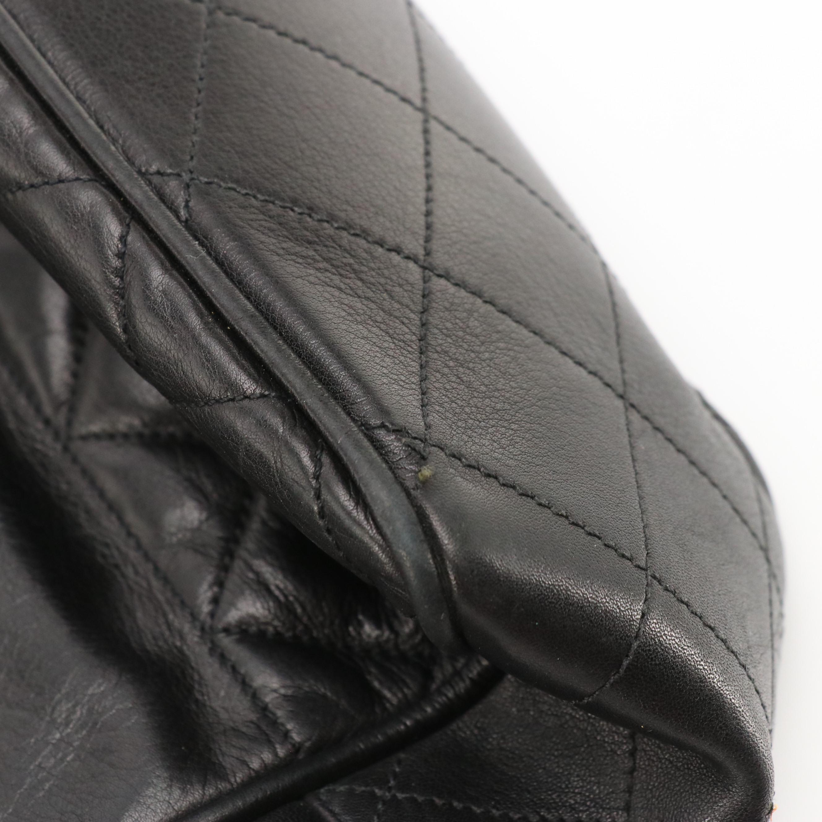 Chanel Vintage Shopper Tote in Black Smooth and Quilted Lambskin Leather