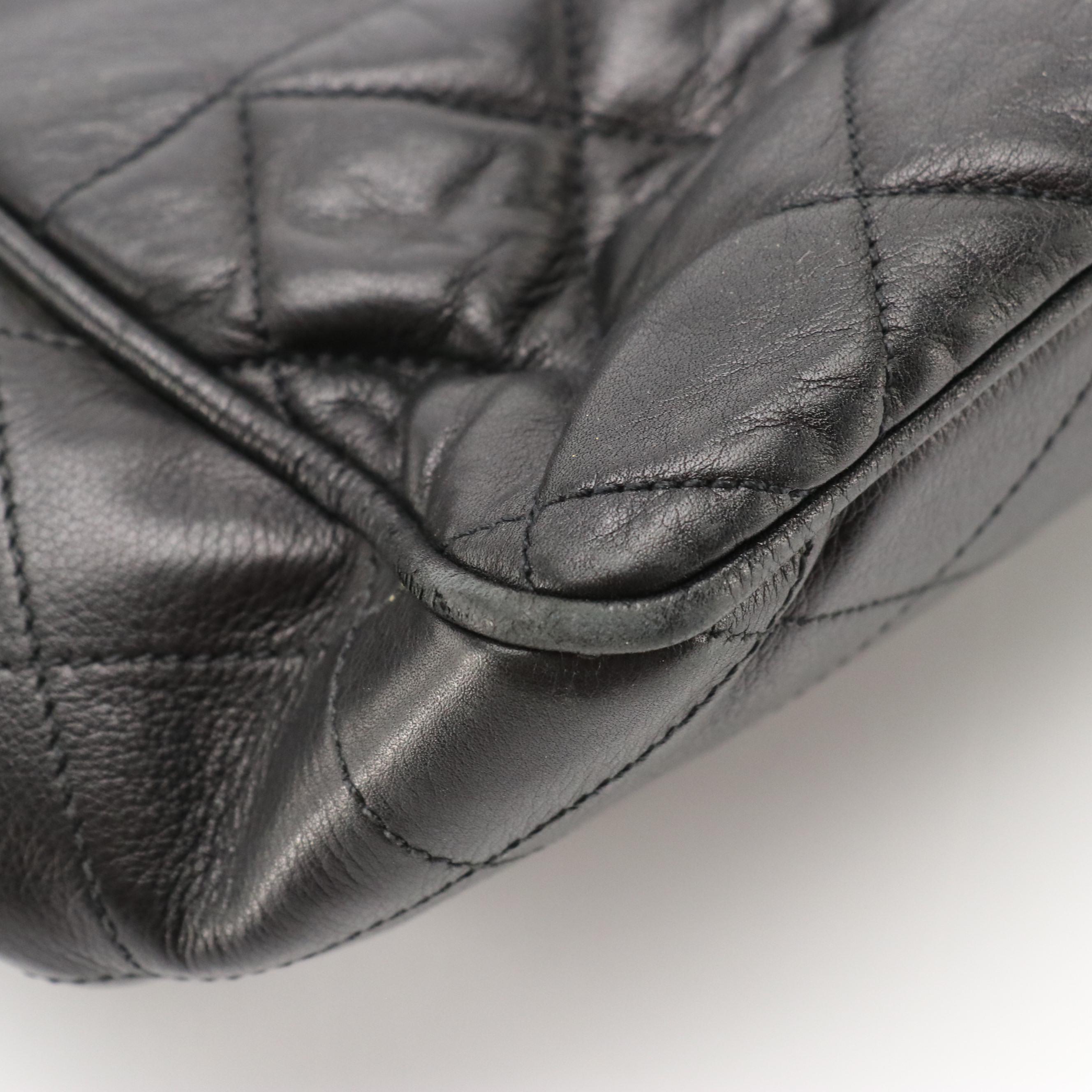 Chanel Vintage Shopper Tote in Black Smooth and Quilted Lambskin Leather