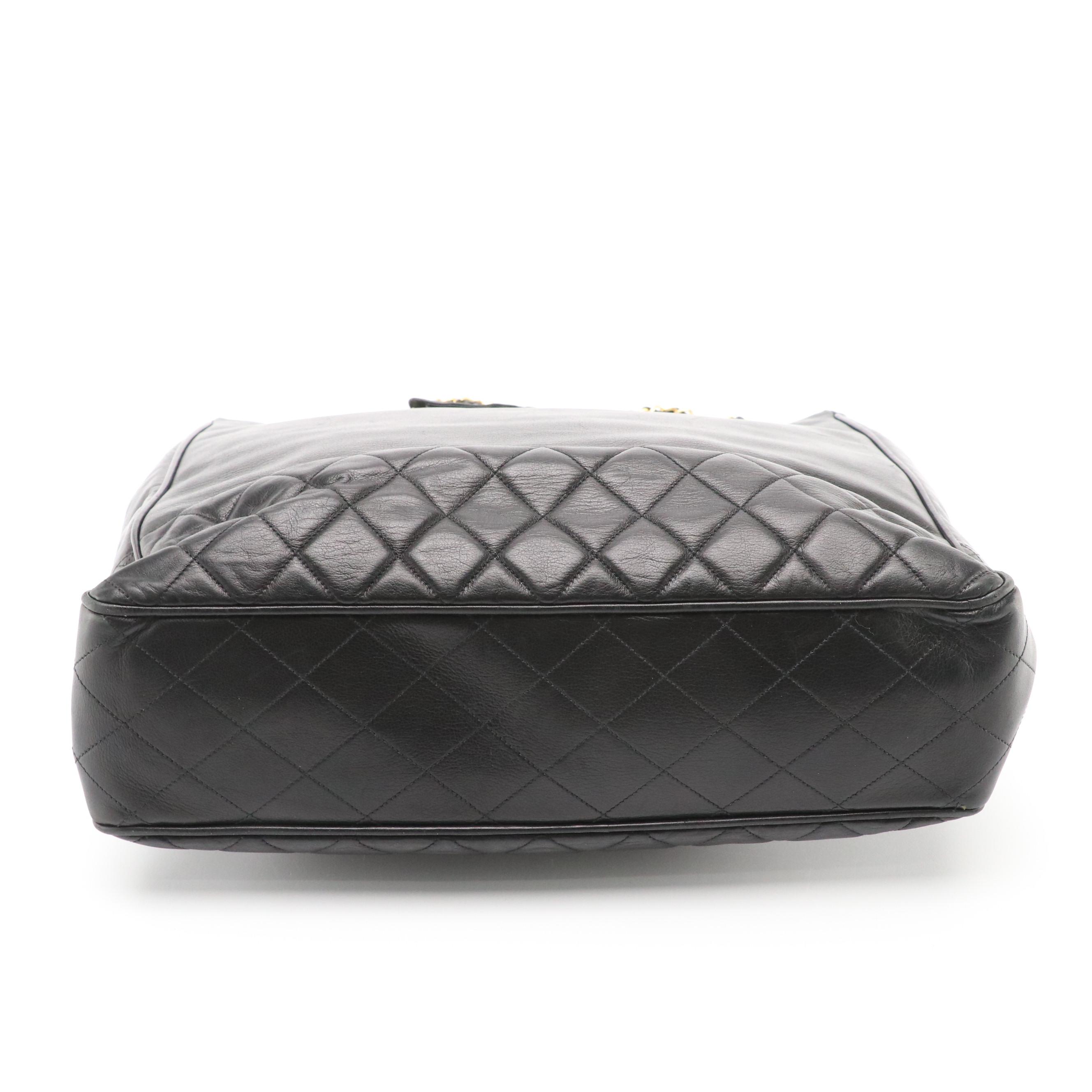 Chanel Vintage Shopper Tote in Black Smooth and Quilted Lambskin Leather