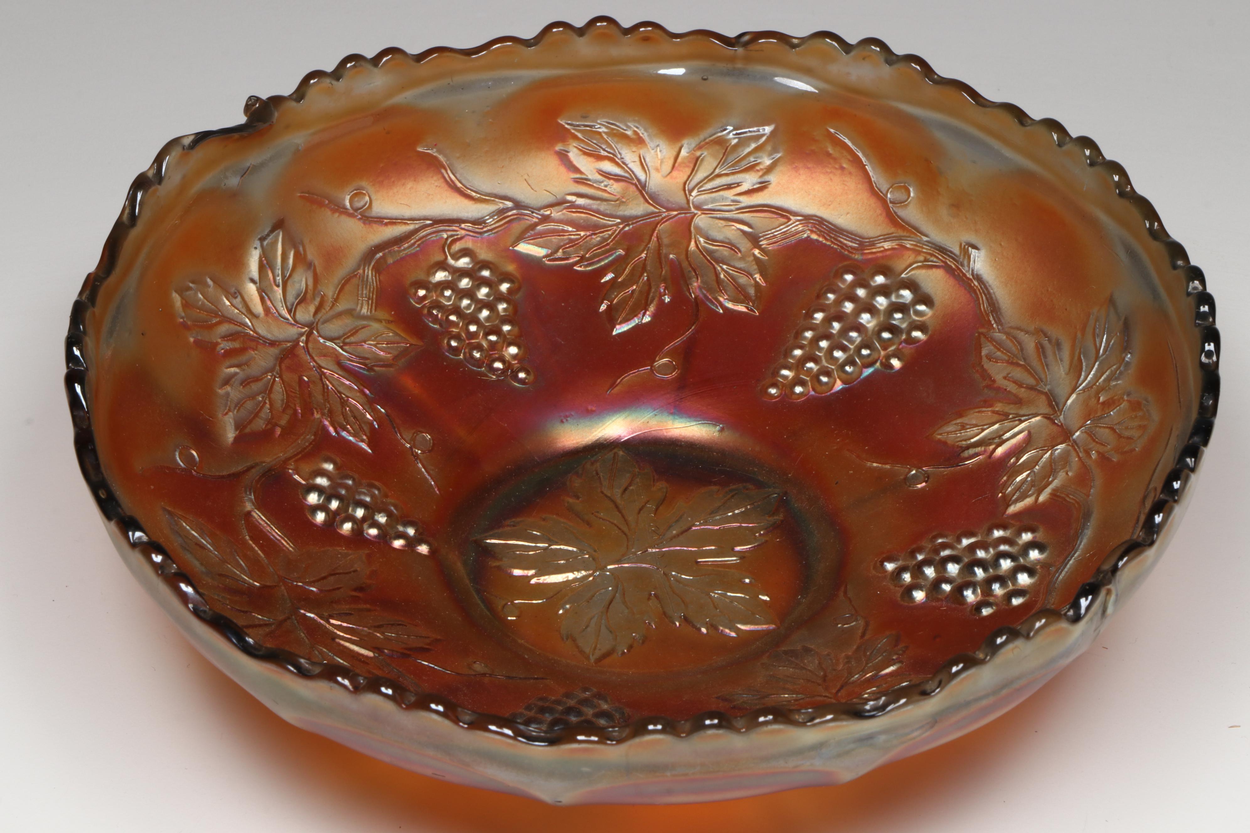 Imperial and Fenton Glass Bowls with Hobnail Vase, Mid to Late 20th Century