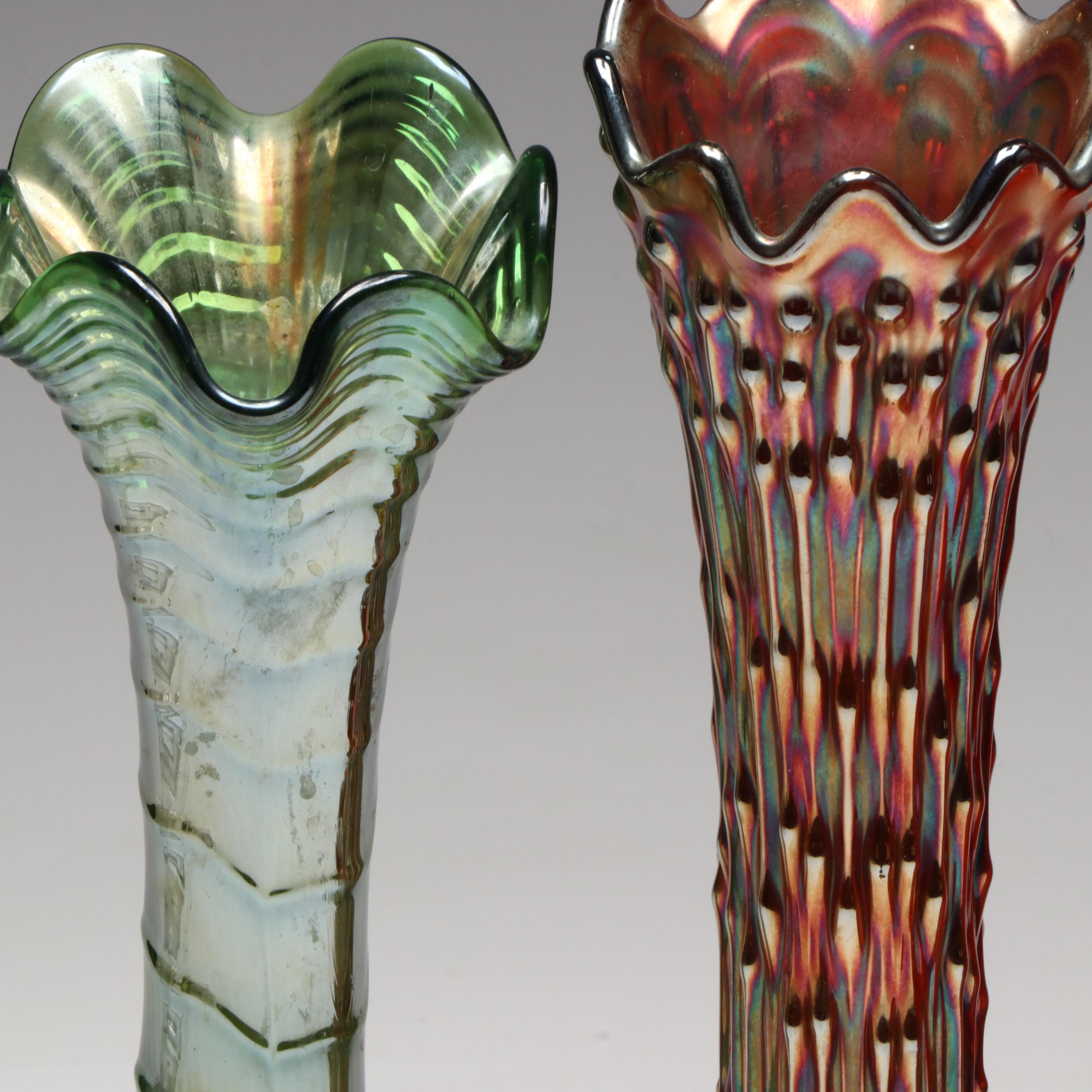 Fenton April Showers with Other Glass Vases, Mid to Late 20th Century