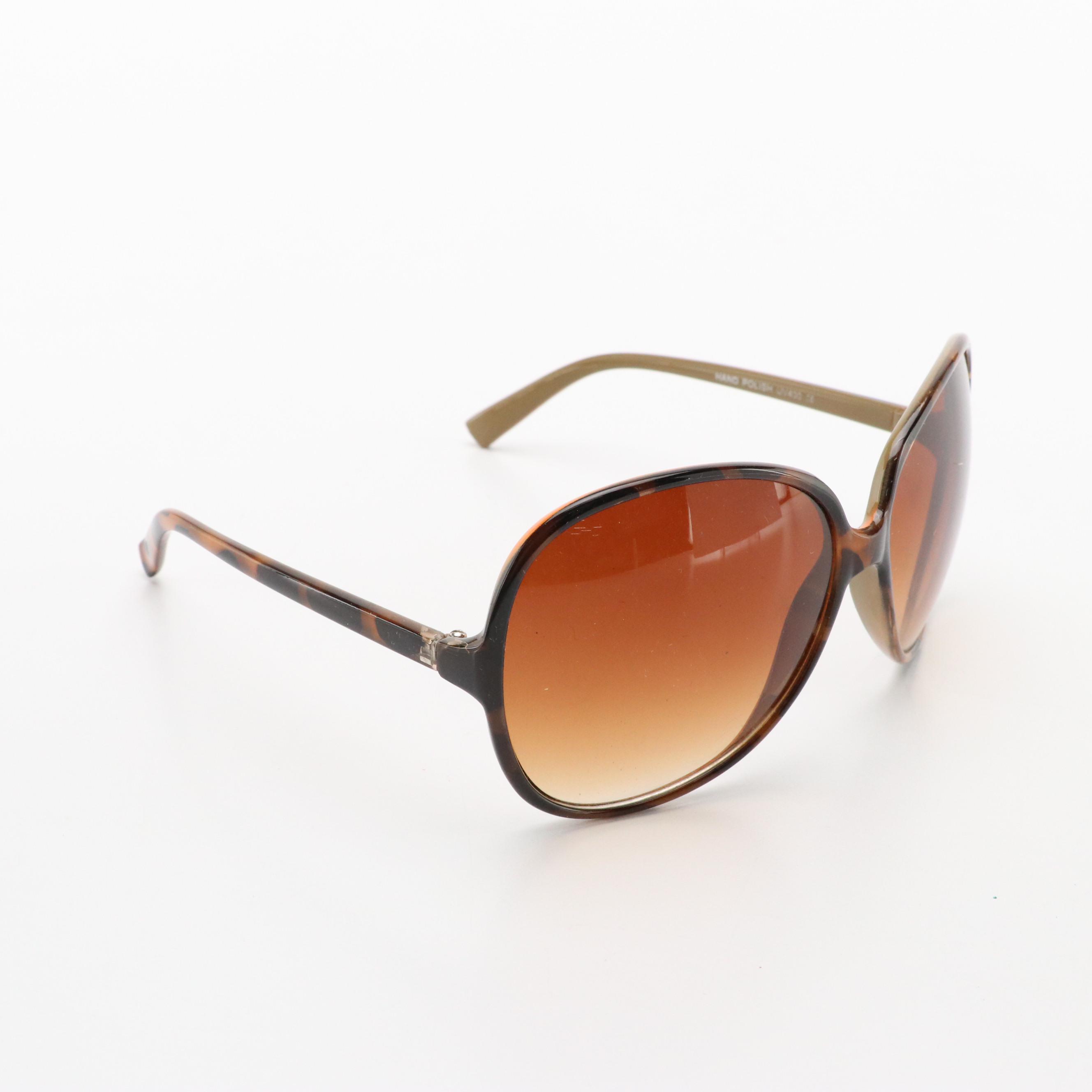 Oversized Round Havana Sunglasses in Case