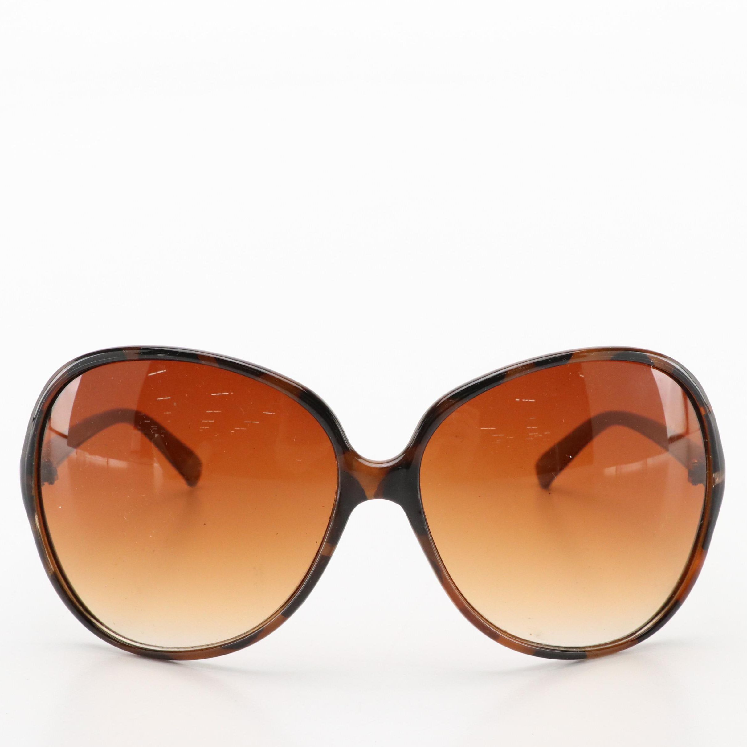Oversized Round Havana Sunglasses in Case