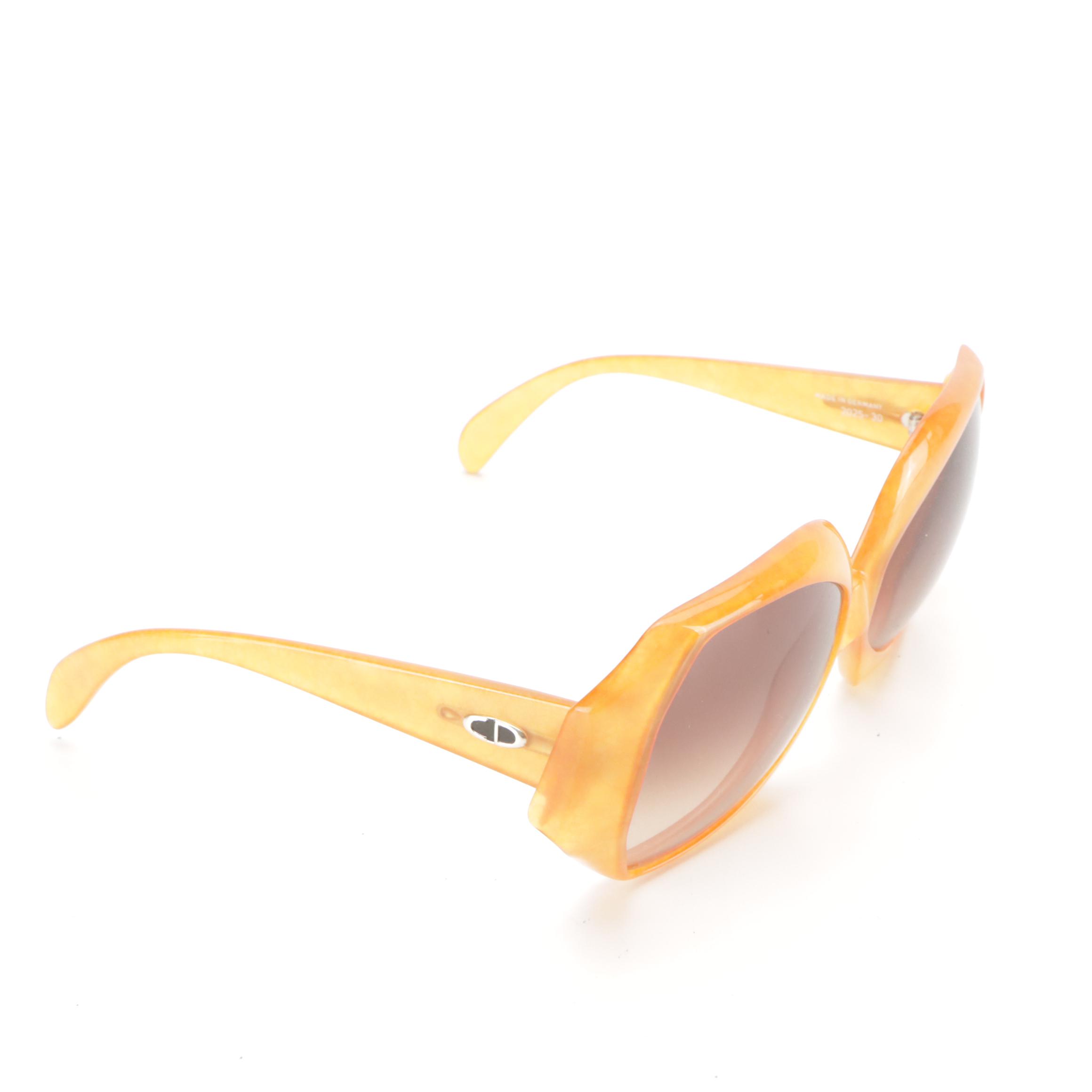 Christian Dior Vintage 2025-30 Jasped Amber Oversized Geometric Sunglasses