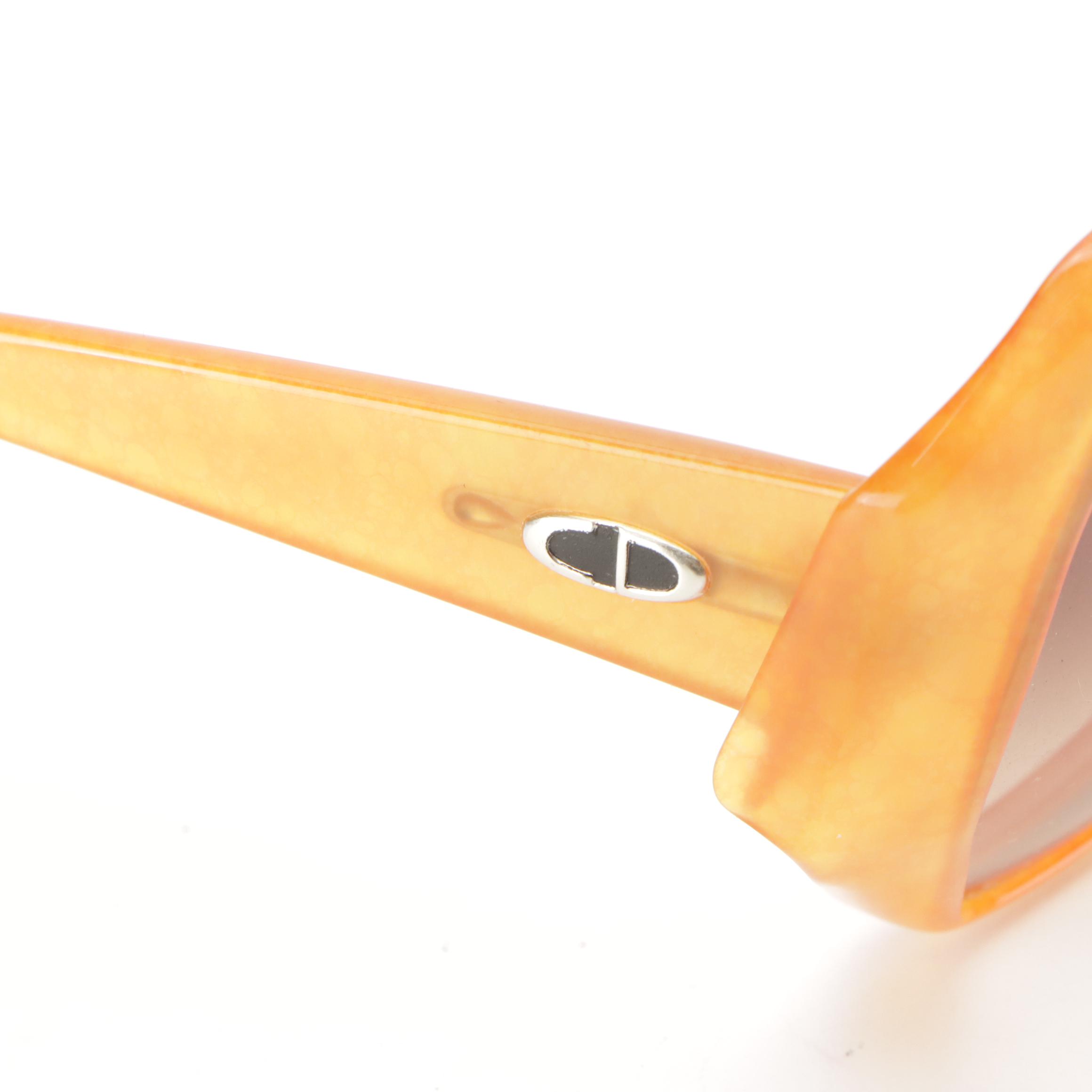 Christian Dior Vintage 2025-30 Jasped Amber Oversized Geometric Sunglasses