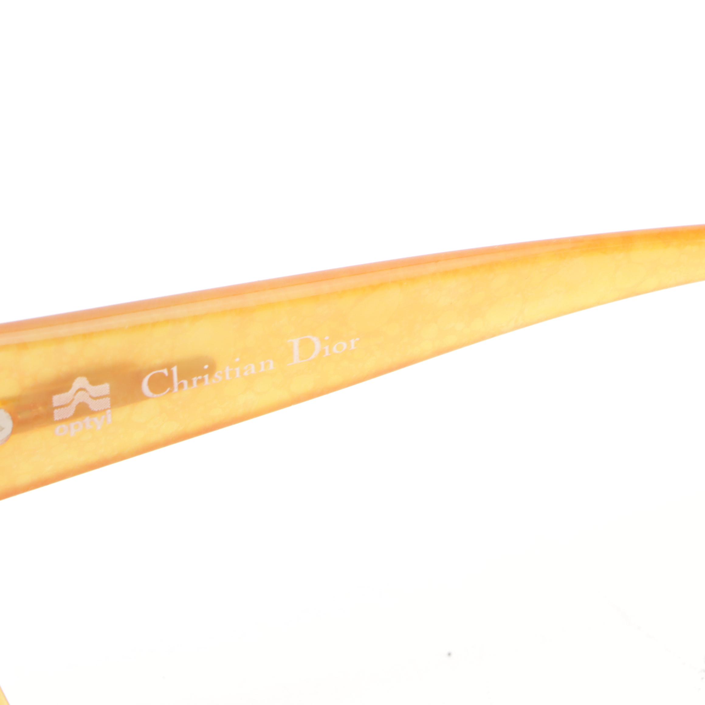 Christian Dior Vintage 2025-30 Jasped Amber Oversized Geometric Sunglasses