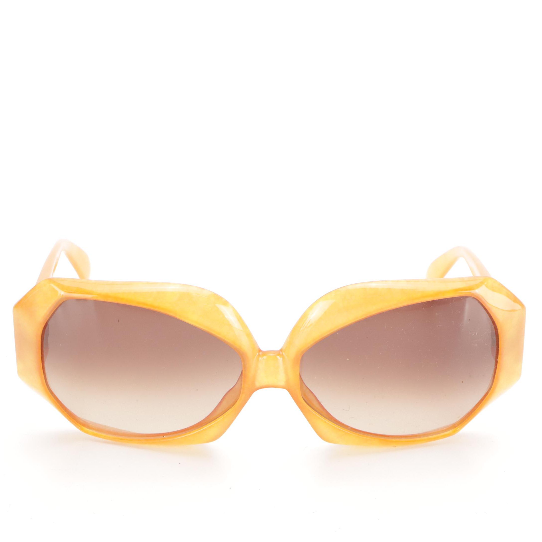 Christian Dior Vintage 2025-30 Jasped Amber Oversized Geometric Sunglasses