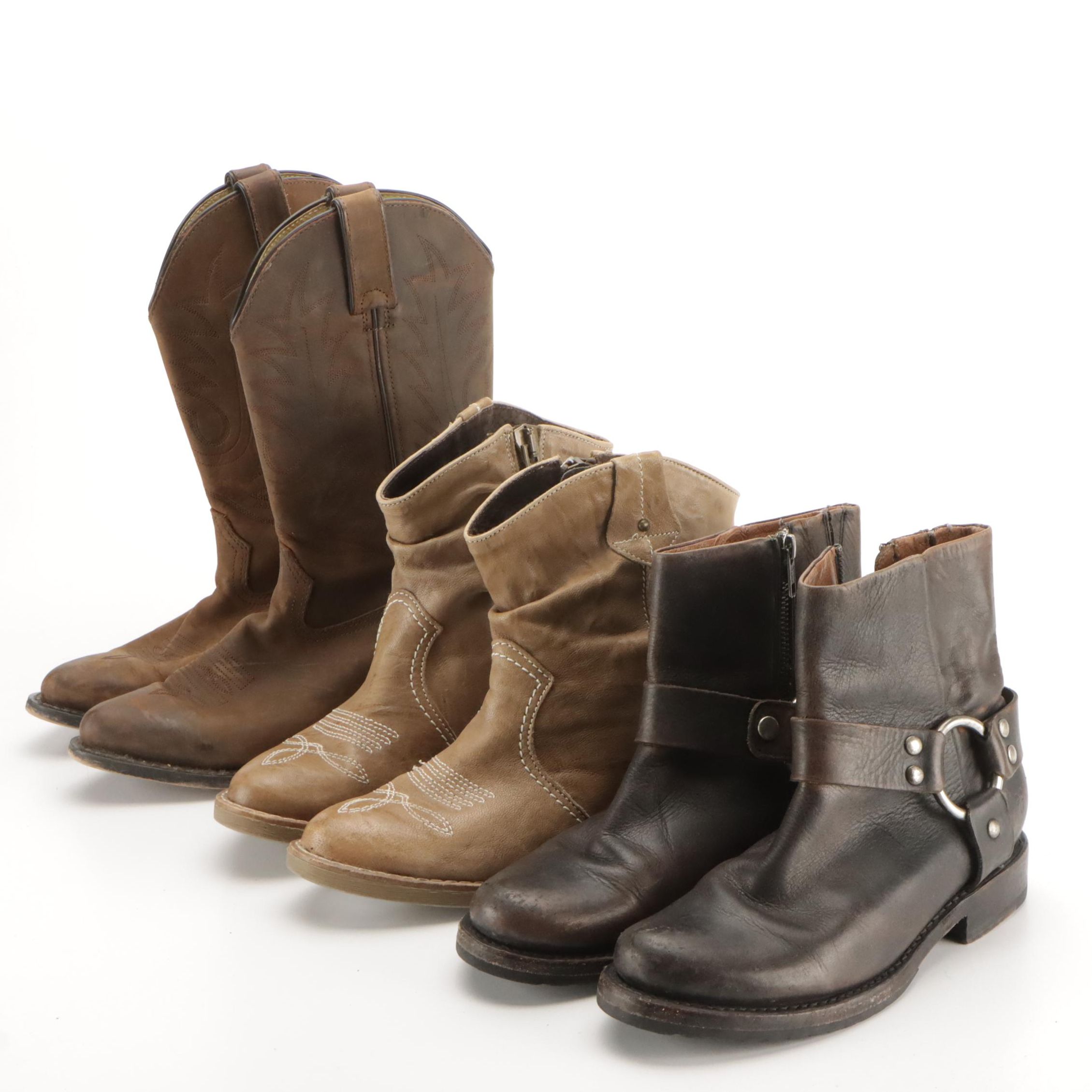 Frye Leather Harness Ankle Boots, Durango Cowgirl Boots & Sundance Ankle Boots