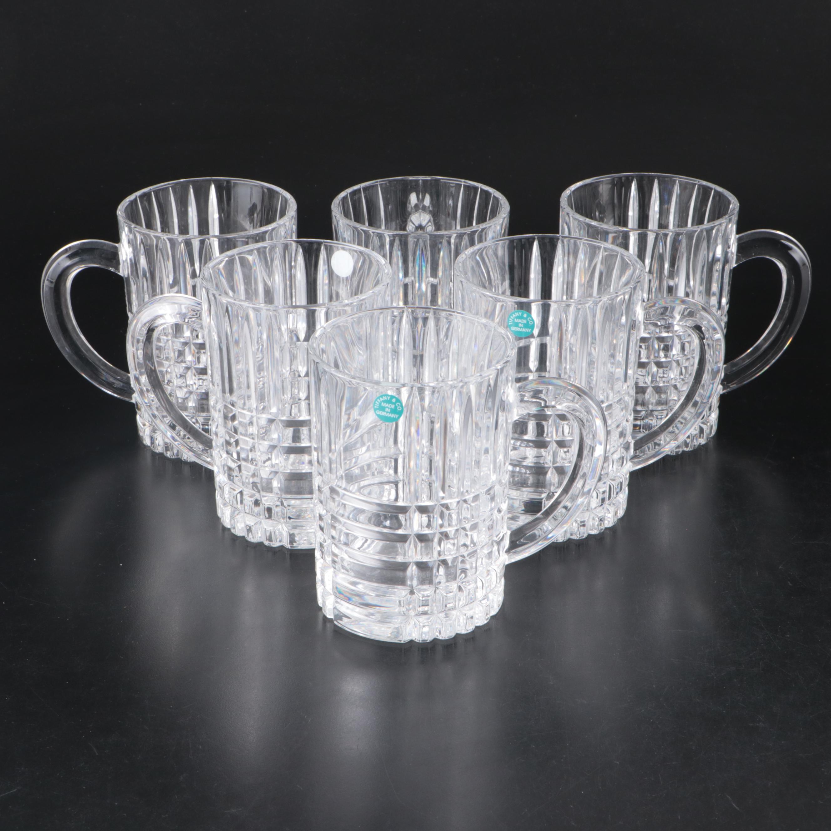 Tiffany & Co. "Plaid" Crystal Beer Mugs