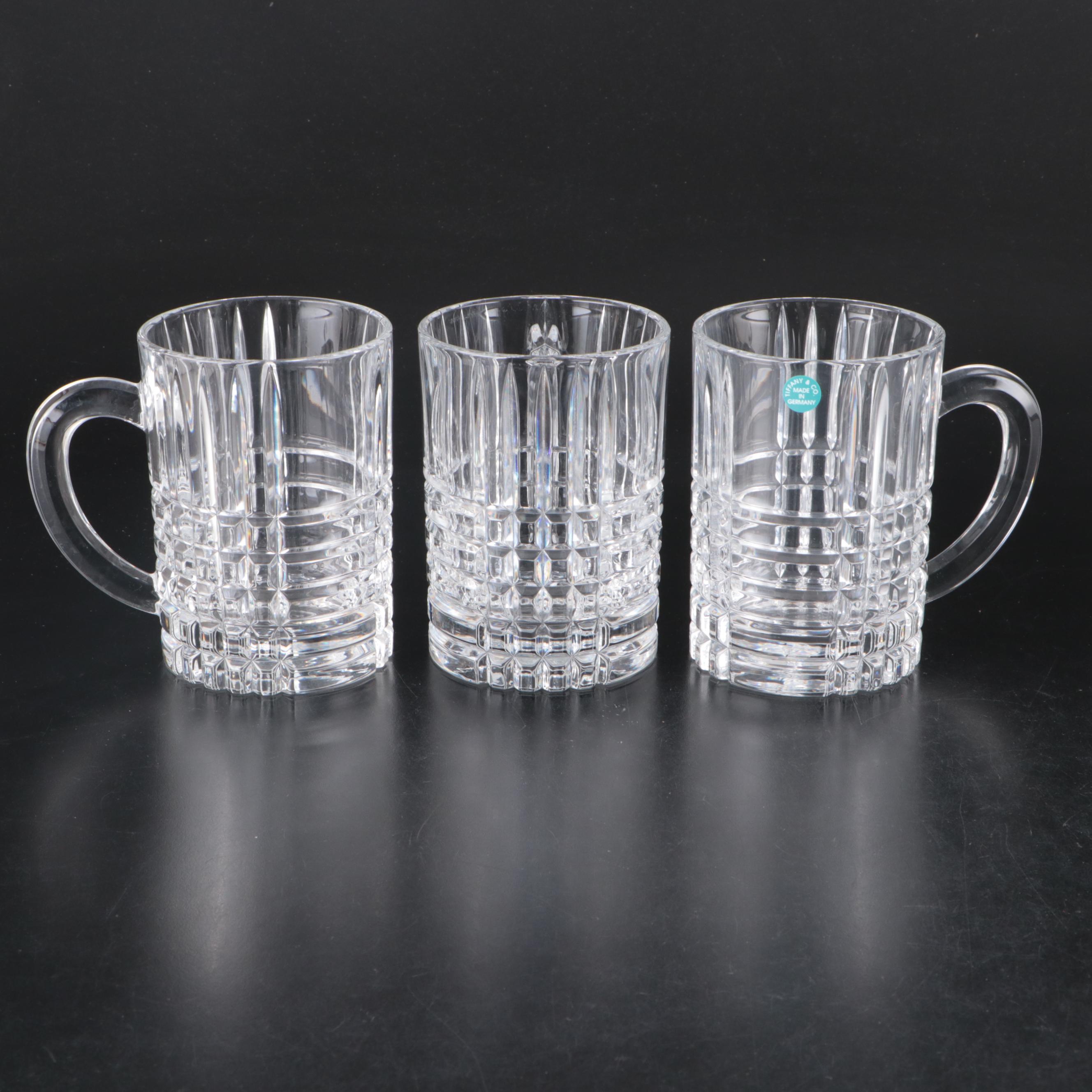 Tiffany & Co. "Plaid" Crystal Beer Mugs