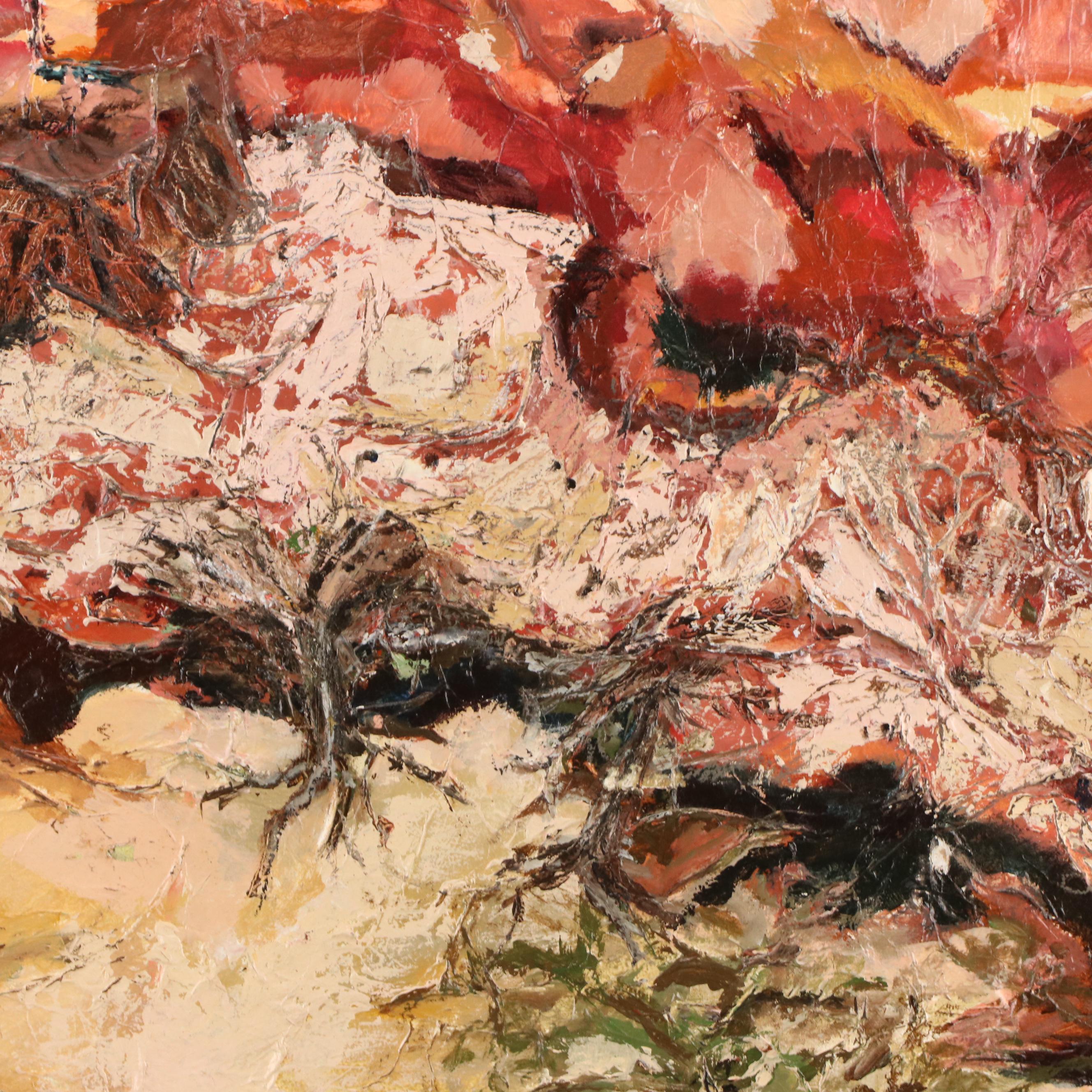 B. Black Abstract Landscape Acrylic Painting