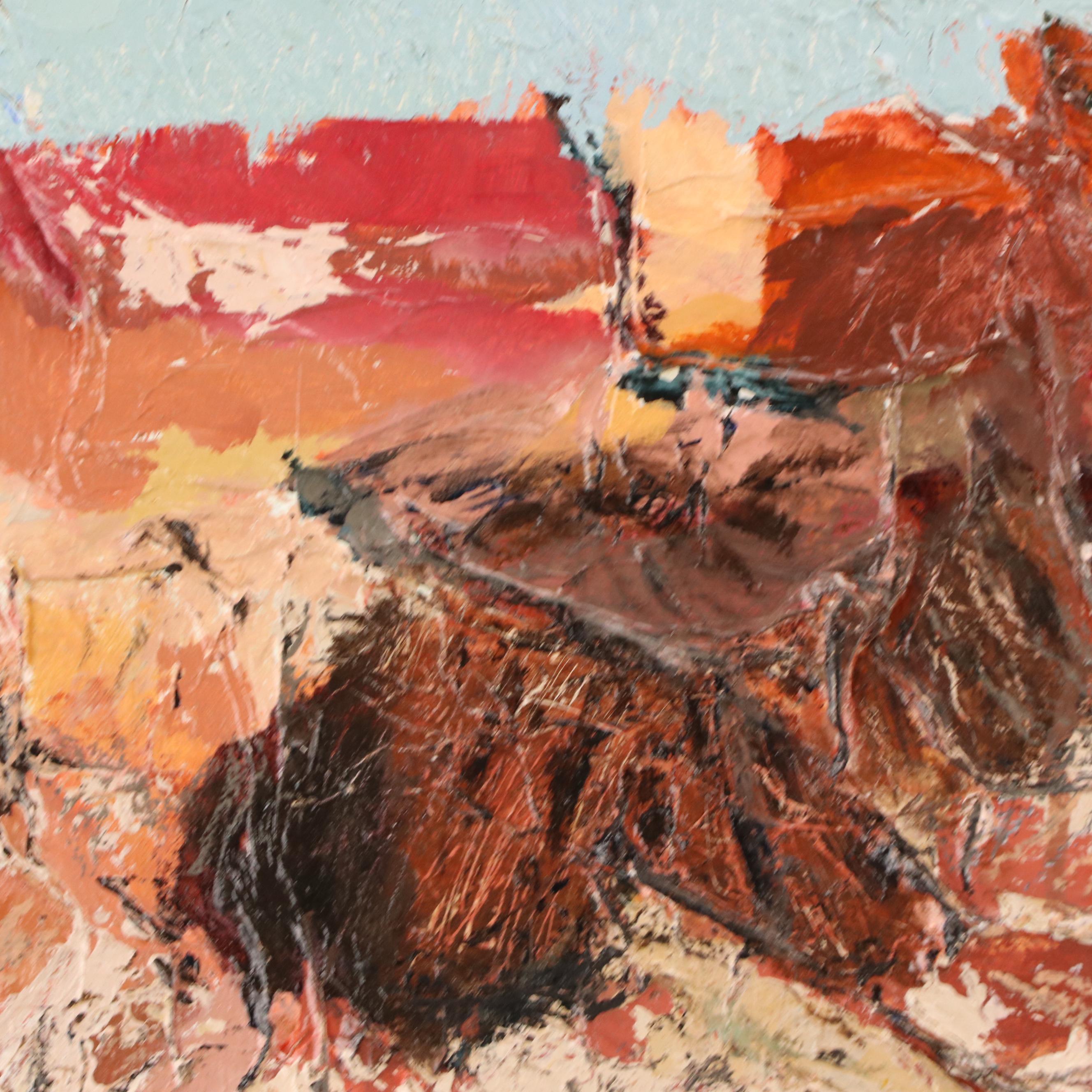 B. Black Abstract Landscape Acrylic Painting