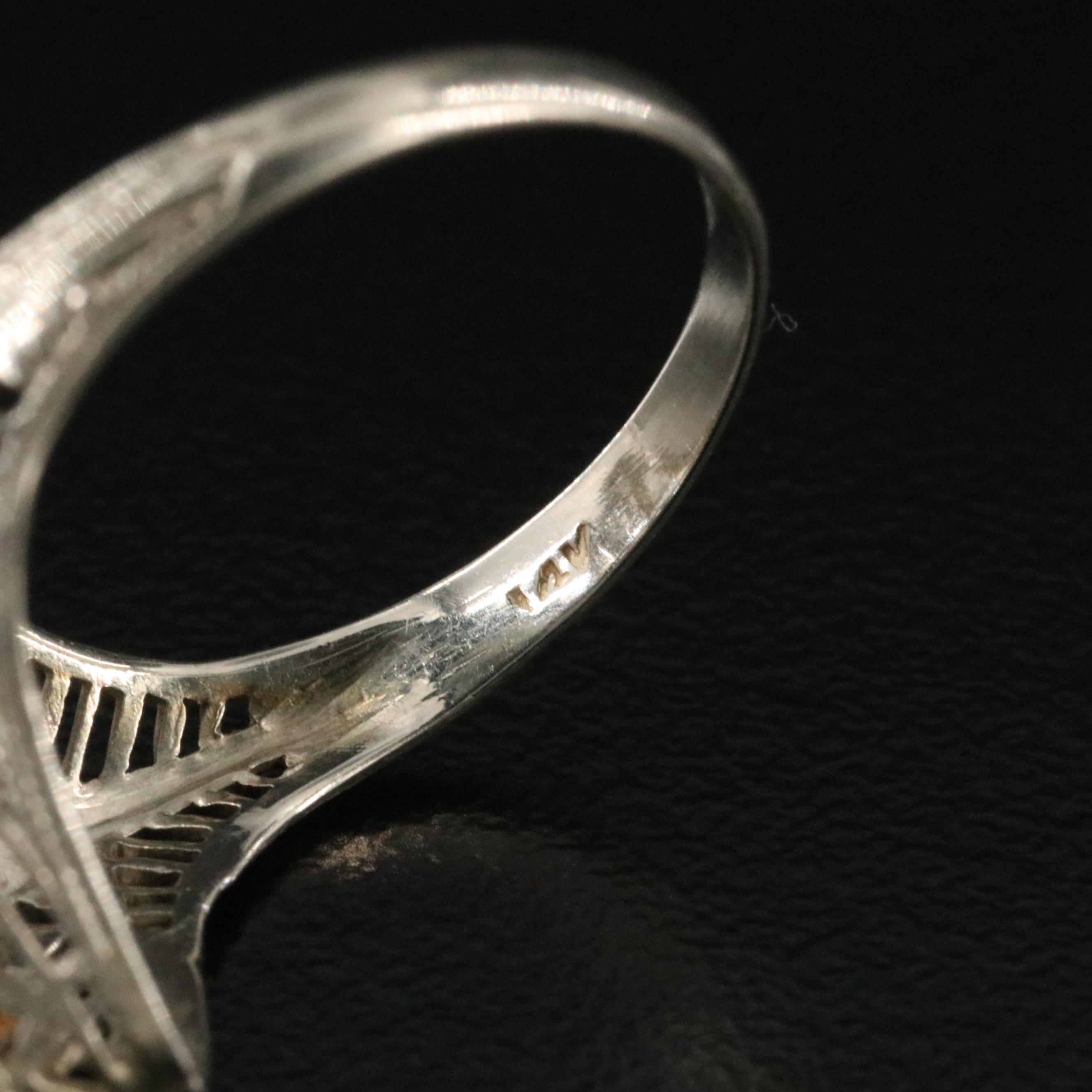 Art Deco 14K Aquamarine and Diamond Toi et Moi Ring