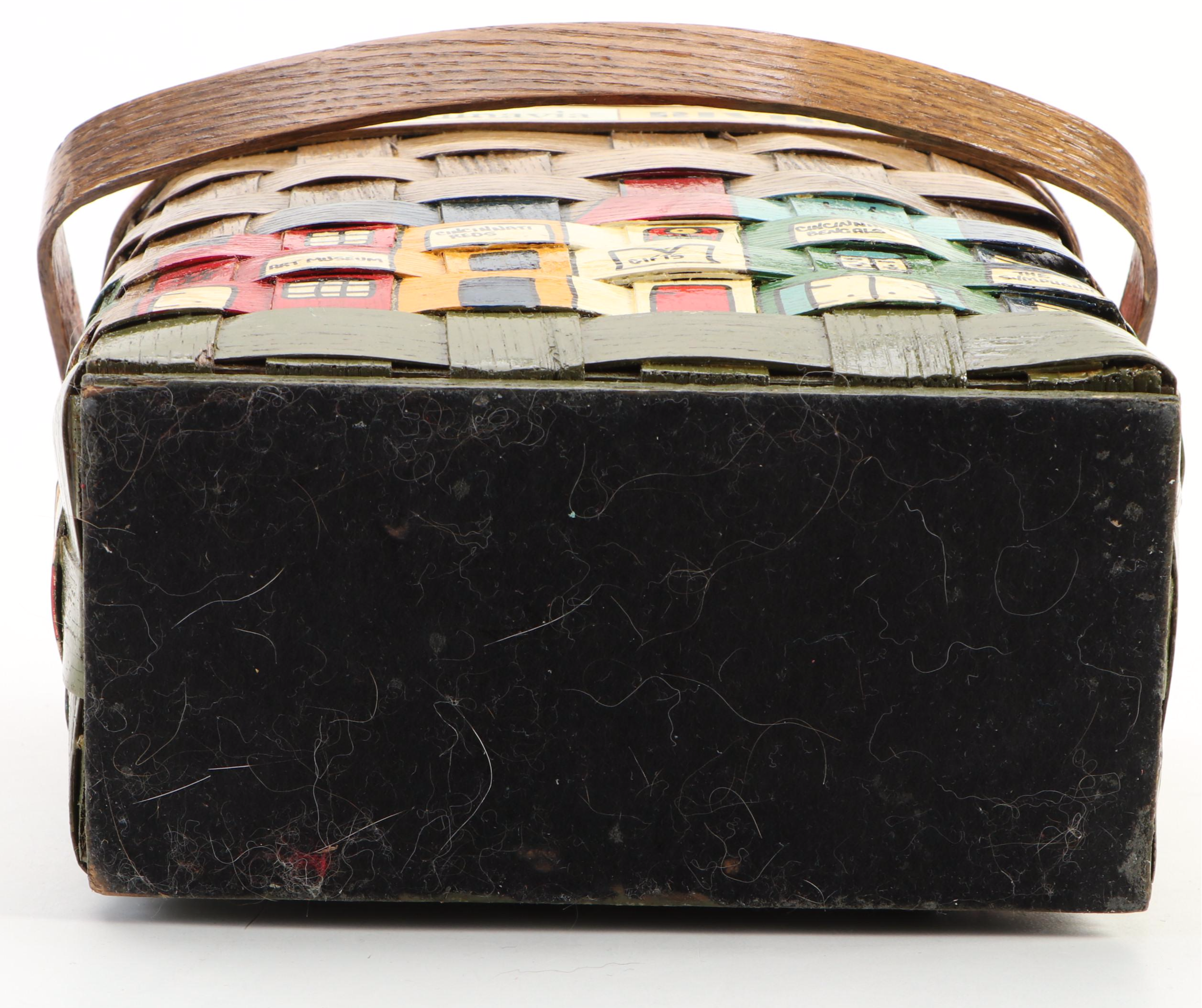 Caro-Nan Wooden Basket Purse with Hand-Painted Cincinnati Highlights
